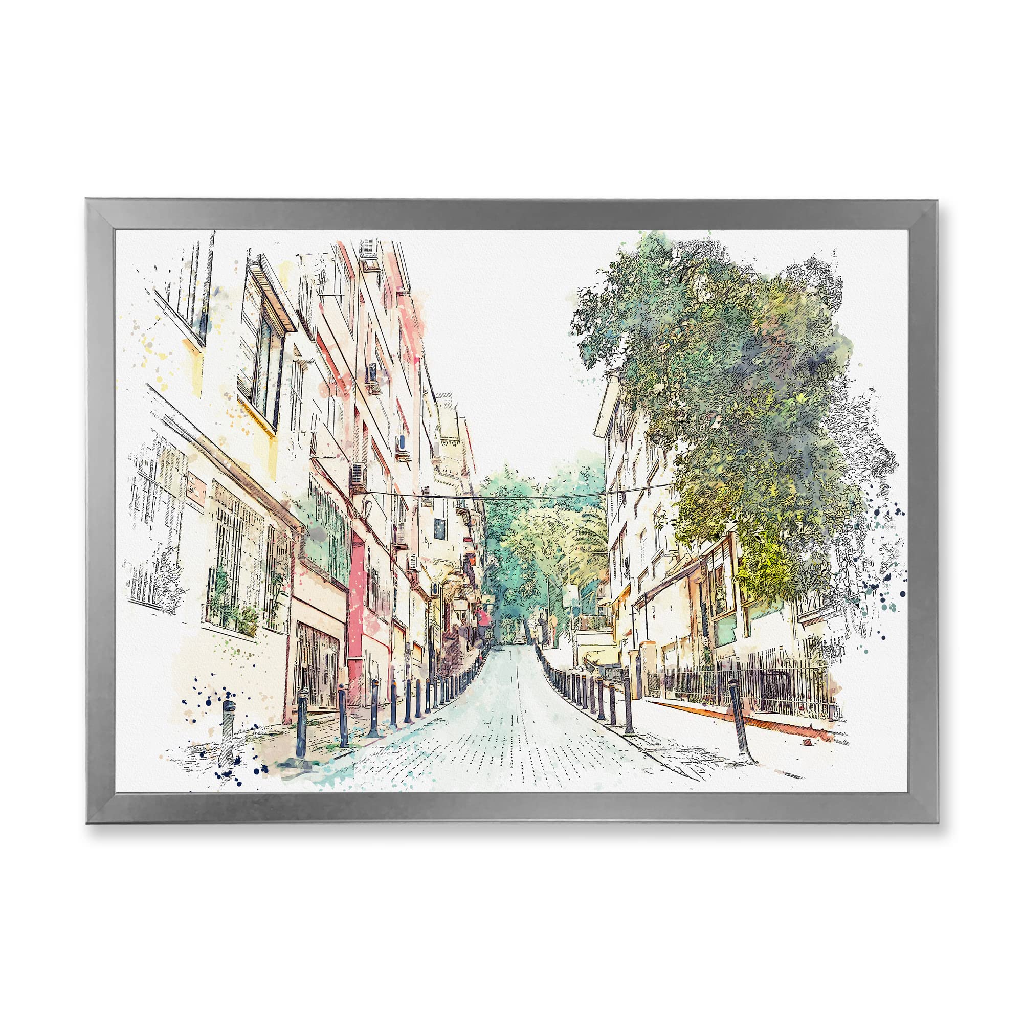 Traditional Istanbul Street Scene Framed Wall Art - Handmade Turkish Home Decor for Living Room, Bedroom & Office