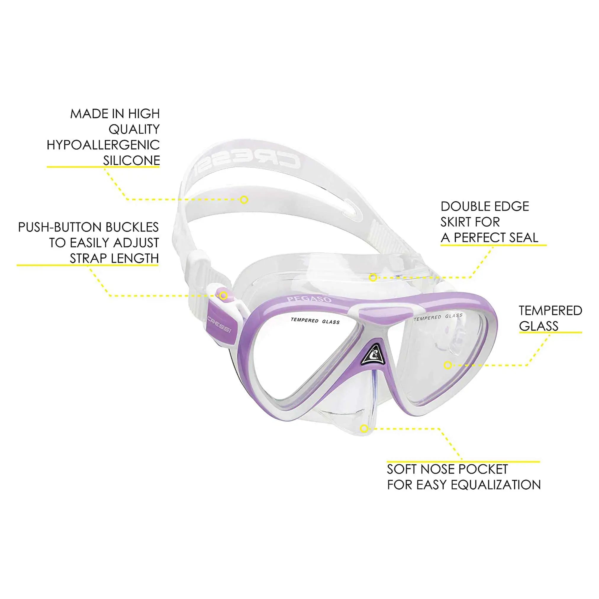Cressi Pegaso Junior Dive Mask & Iguana Dry Snorkel Set - Perfect for Kids Snorkeling, Swimming, and Underwater Exploration