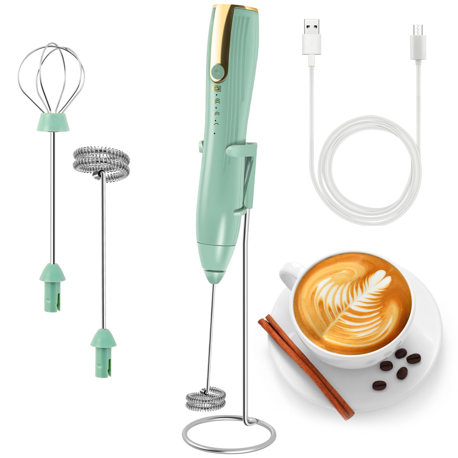 Premium Rechargeable Electric Milk Frother - Handheld Whisk Drink Mixer for Coffee, Latte, Cappuccino, Frappe & Matcha | Powerful Foam Maker & Hand Blender | Perfect for Home, Office & Cafe Use