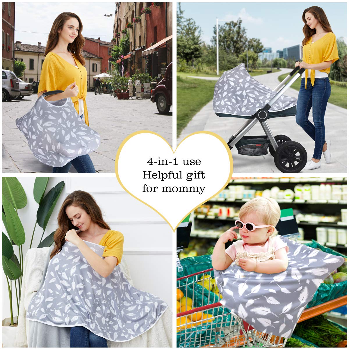 Nursing Cover & Poncho - 360° Privacy Breastfeeding, Stroller & Car Seat Cover - Baby Shower Gift for Boys & Girls