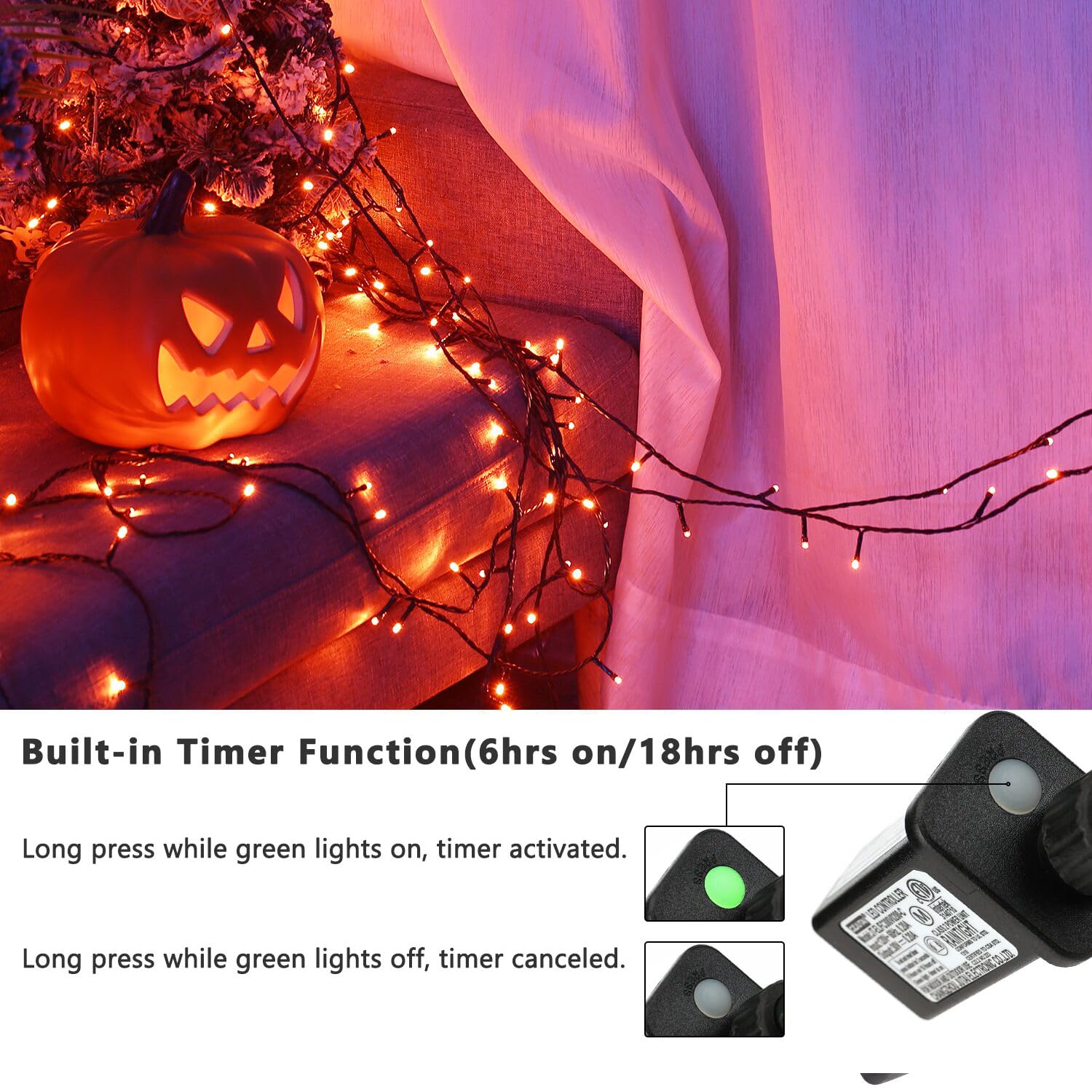 Brizled 78.74ft 240 LED Orange Halloween String Lights - Connectable with Timer, 8 Lighting Modes, Waterproof for Outdoor & Indoor Use - Perfect for Halloween Party Decor, Yard, Garden, and Home Decoration