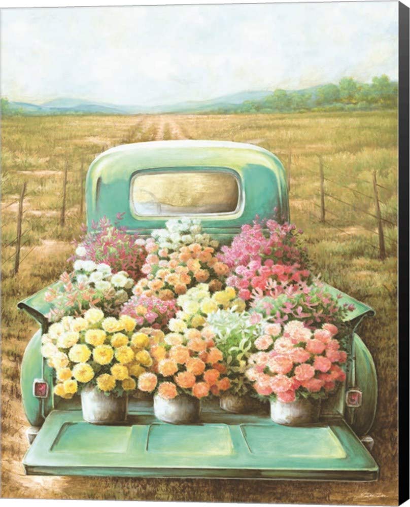 Dee Dee Canvas Art Wall Picture - Floral Painting, 17 x 22 Inches, Museum Wrapped with Black Sides - Perfect for Living Room, Bedroom & Office Decor