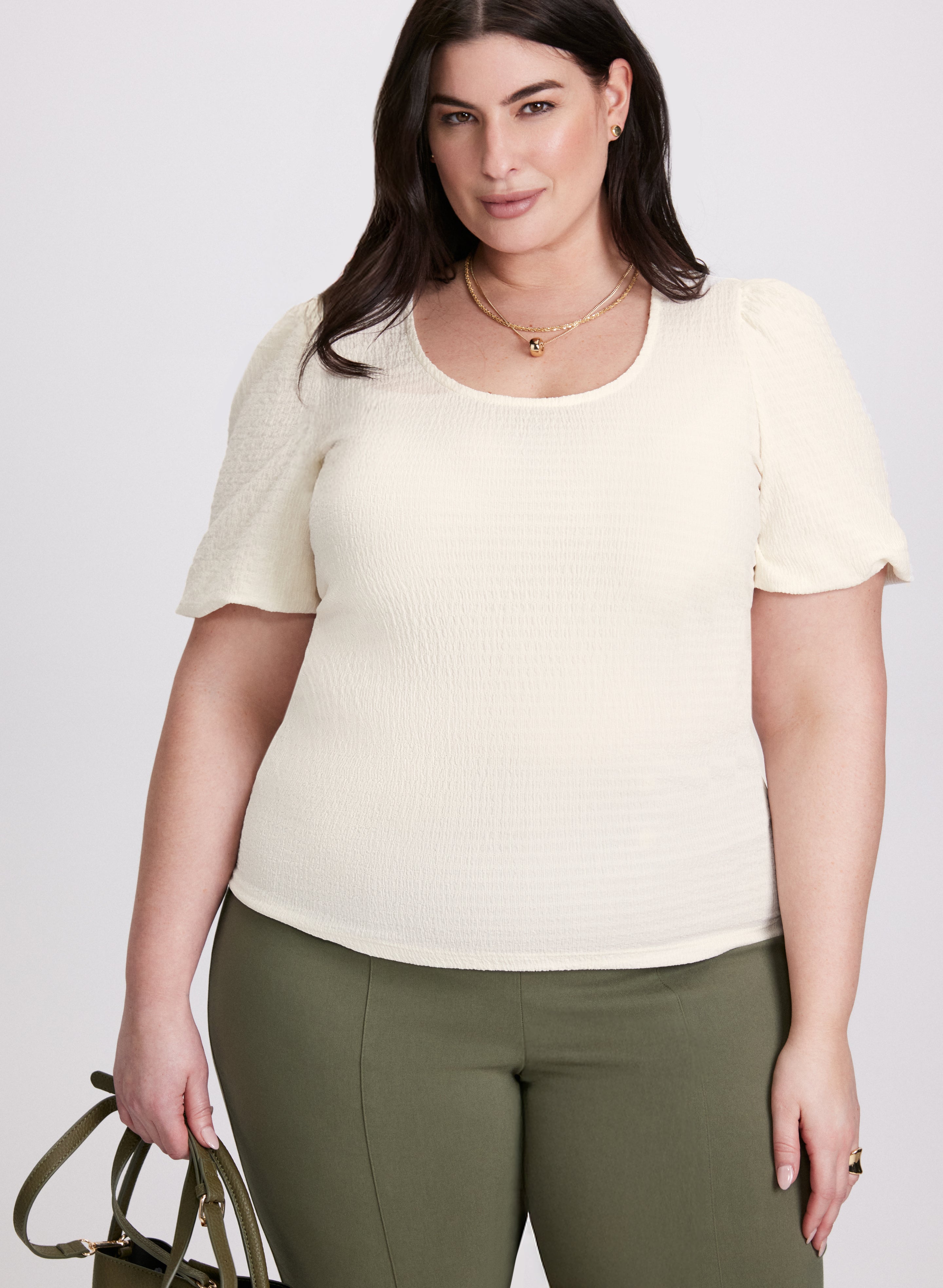 Stylish Bouffant Sleeve T-Shirt for Women - Trendy Loose Fit Casual Top for Summer Outfits & Layering