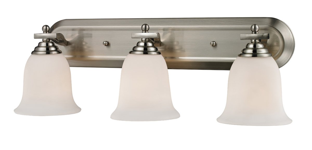 24 Inch Bathroom Vanity Light Fixture - 3 Light Brushed Nickel Finish with Medium Base Bulb (300W) for Modern Bathroom & Powder Room Lighting