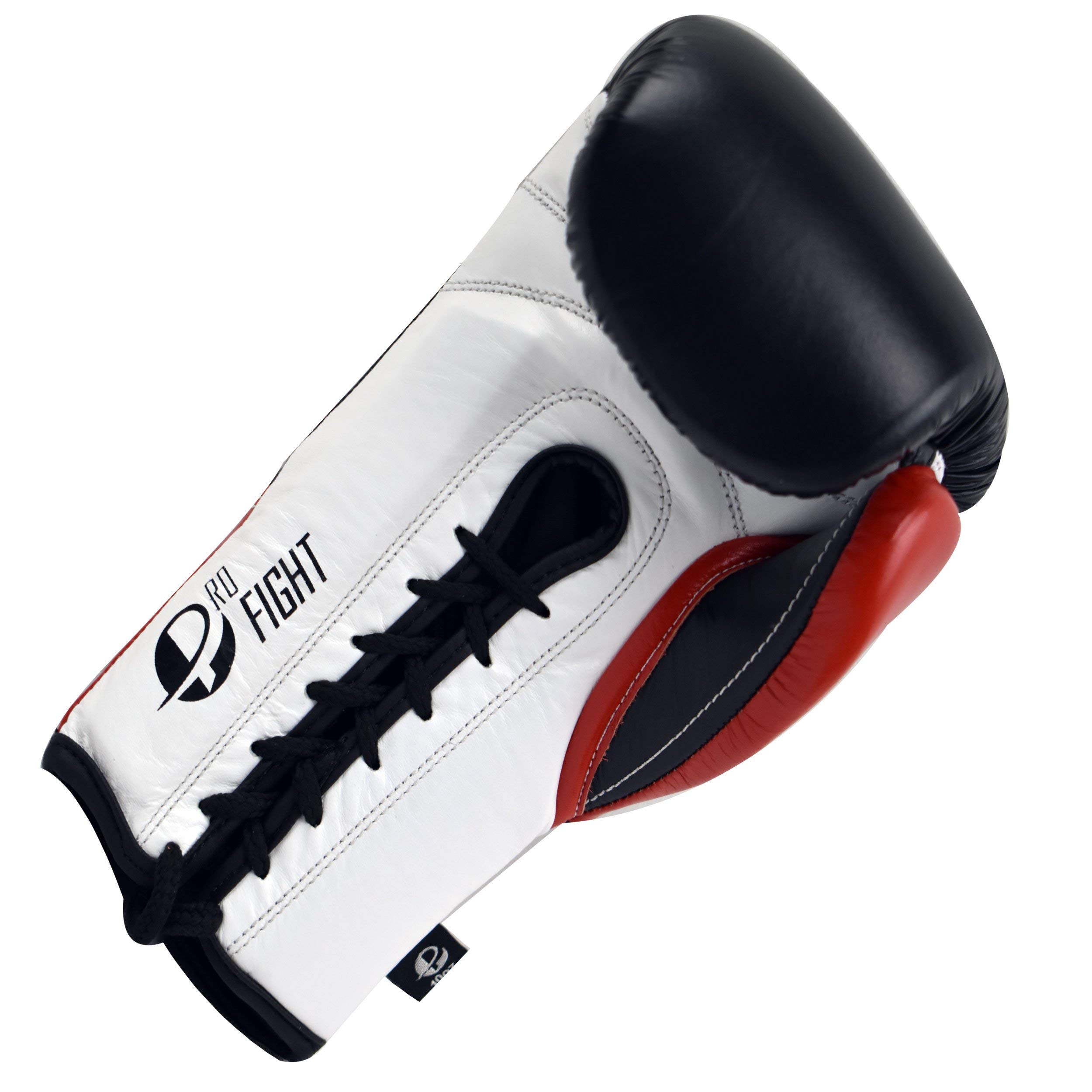 Professional Competition Lace-Up Boxing Gloves - Premium Genuine Leather Training Gloves for MMA, Sparring & Heavy Bag Workouts