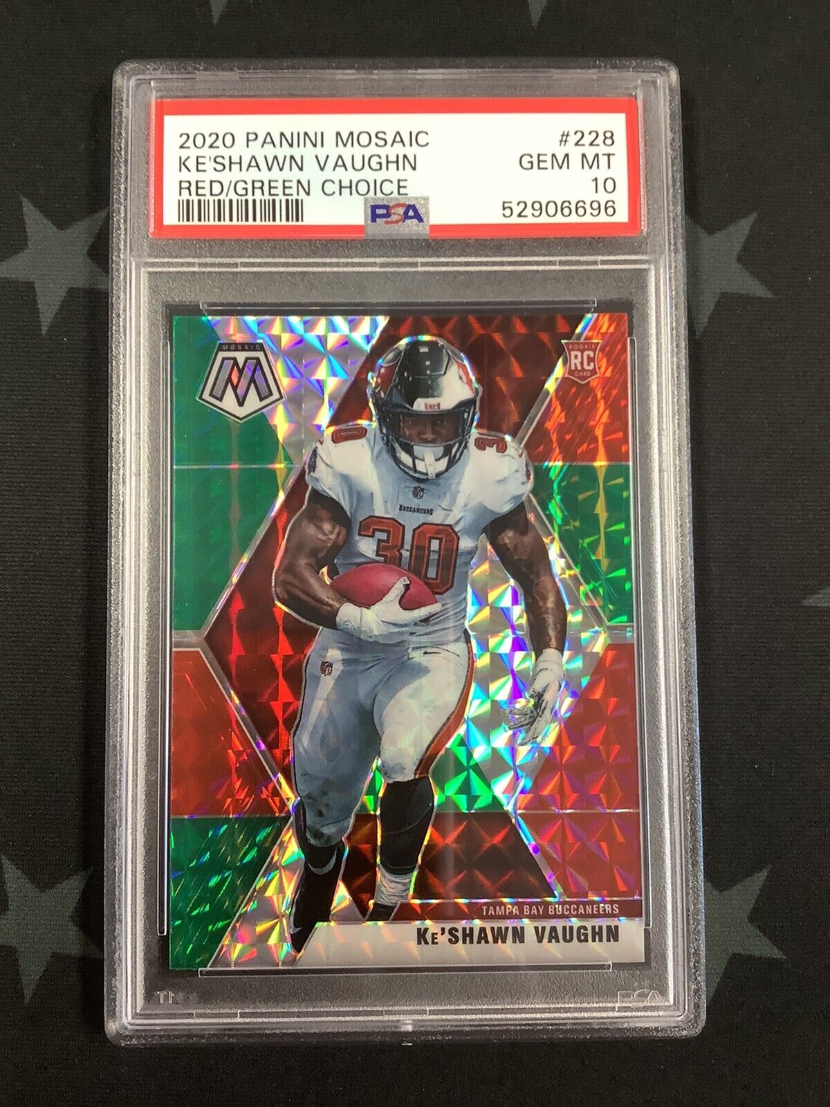 2020 Panini Mosaic Ke'Shawn Vaughn Red/Green Choice #228 PSA GEM MT 10 52906696 - Rare Football Trading Card for Collectors & Investors - Perfect for Sports Memorabilia Displays & Investment Portfolios