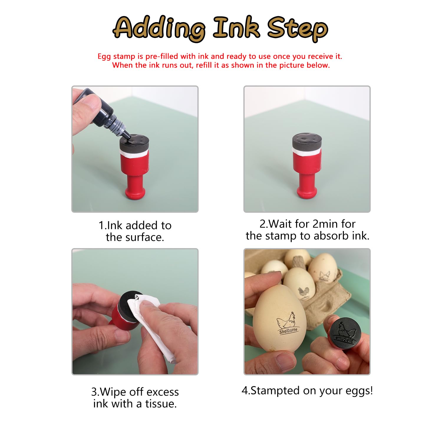 Personalized Egg Stamps for Fresh Eggs - Custom Wooden Egg Stamper with Fun & Unique Designs - 2 Handle Options - Perfect for Farm Fresh Eggs, Easter Decorations & DIY Egg Labeling (MTJDYZ20235115)