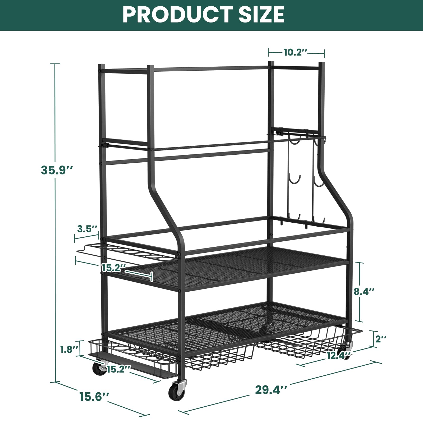 VOPEAK Golf Bag Stand & Organizer - Portable Golf Club Storage for Golf Balls & Equipment Accessories | Easy Assembly Golf Gear Organizer for Garage, Home & Golf Course Use