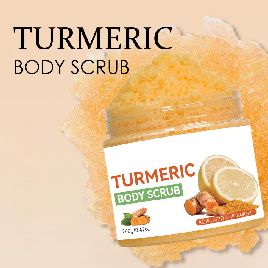 Veenourish Glow Sugar & Salt Scrub Set - Natural Turmeric Exfoliating Body Scrub for Face & Body, Reduces Blemishes & Brightens Skin (3-Piece Kit) | Perfect for Spa Day, Self-Care Routine & Gift Giving