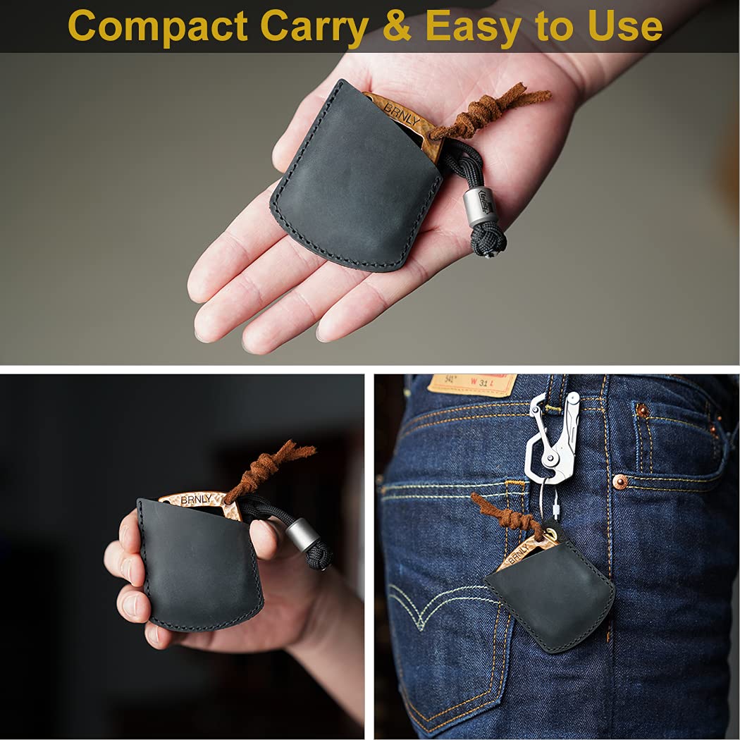 VIPERADE PJ27 Leather Sheath for EDC Knuckle & Coins - Compact Leather Holder for Lighter, Car Key, Carabiner & Mini EDC Gear - Perfect for Everyday Carry, Outdoor Adventures & Tactical Use