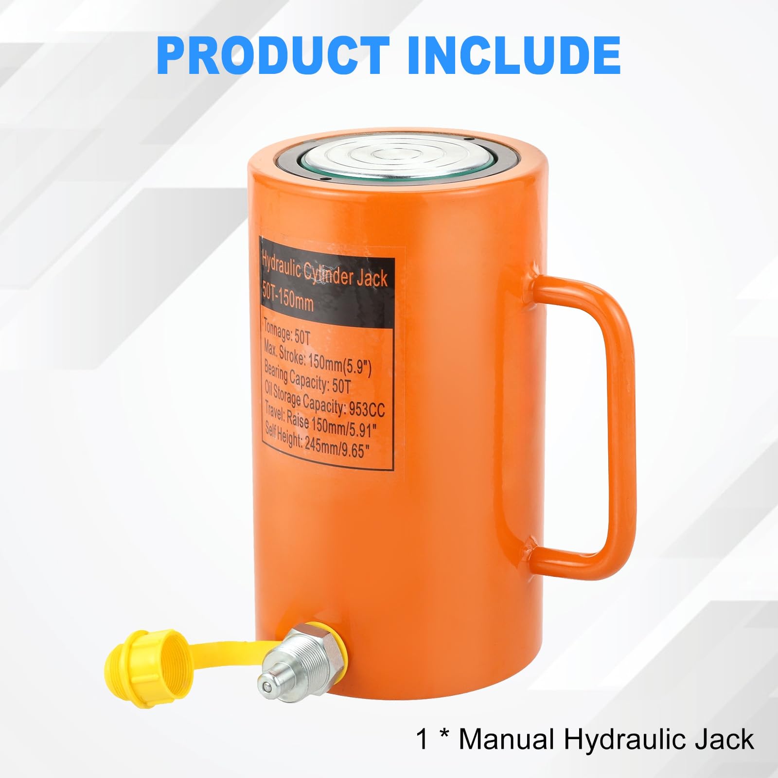 50T 6-Inch Hydraulic Cylinder Jack - 150mm Stroke Hydraulic Lifting Cylinder with 953CC Oil Capacity - Heavy Duty Hydraulic Ram for Power, Chemical, Steel, Bridge Construction, Shipbuilding & Machinery - Ideal for Industrial Lifting, Equipment Repair & Construction Projects