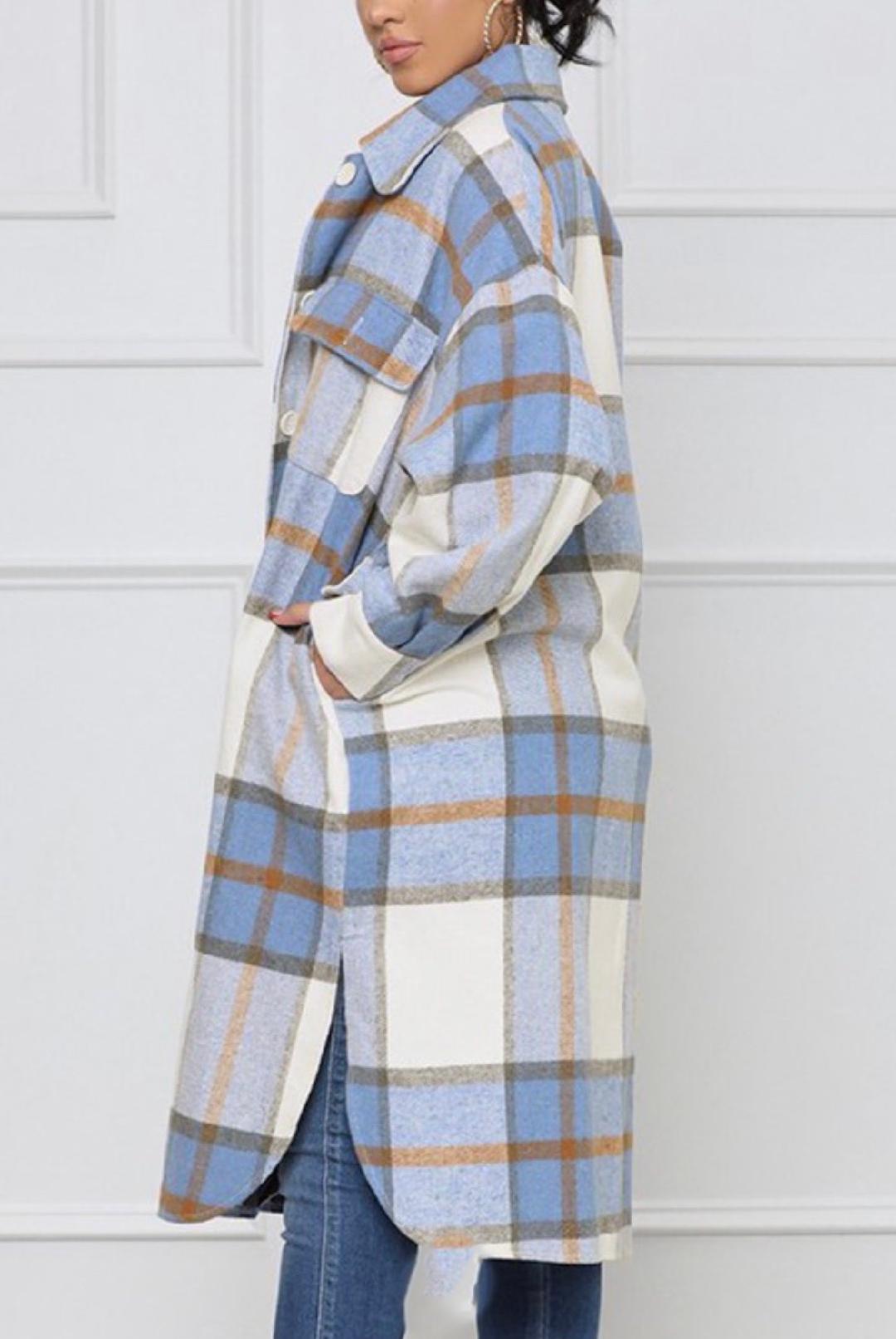 Marissa Plaid Jacket for Women - Blue Multi Color Tartan Coat | Stylish Fall & Winter Outerwear for Casual Outings, Office Wear & Date Nights