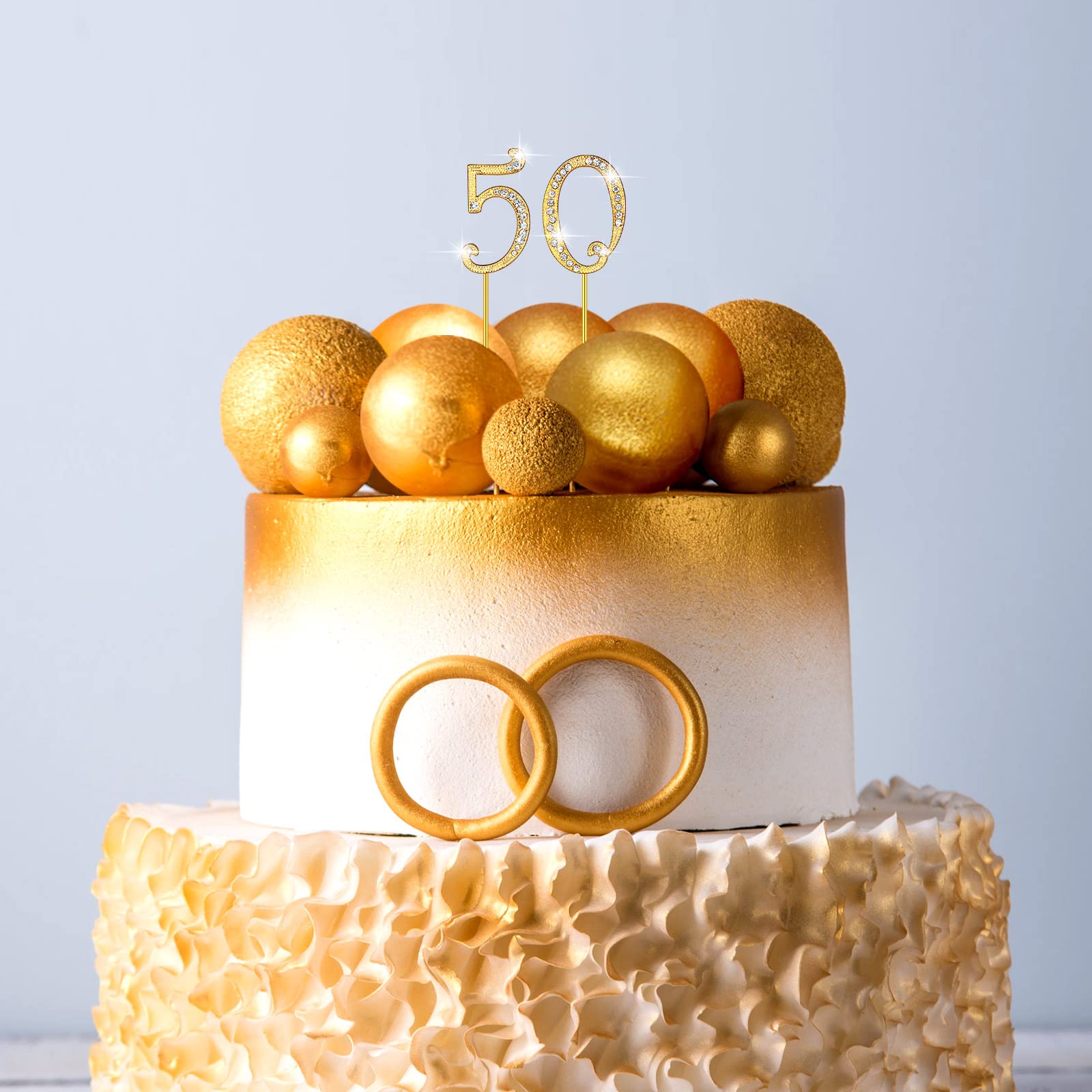 HOTOP 10-Piece Gold Rhinestone Cake Topper Set with Diamond Gems - Numbers 0-9 for Birthday, Wedding & Anniversary Cake Decorations - Perfect for Party, Bridal Shower & Special Event Decor