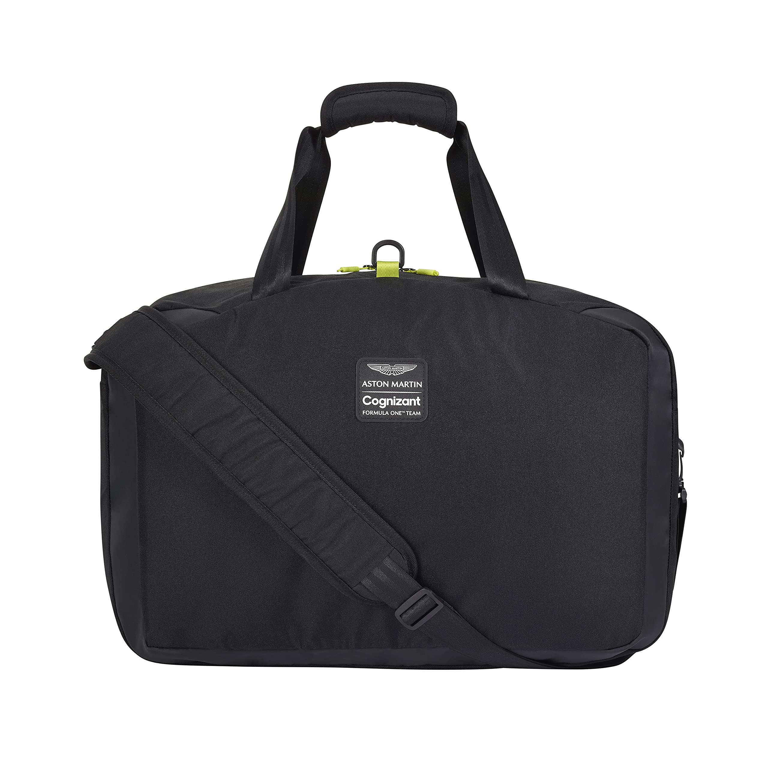 Aston Martin F1 Team Premium Black Overnight Duffle Bag - Waterproof Travel Duffel for Racing Enthusiasts & Business Professionals | Perfect for Gym, Weekend Getaways & Motorsport Events