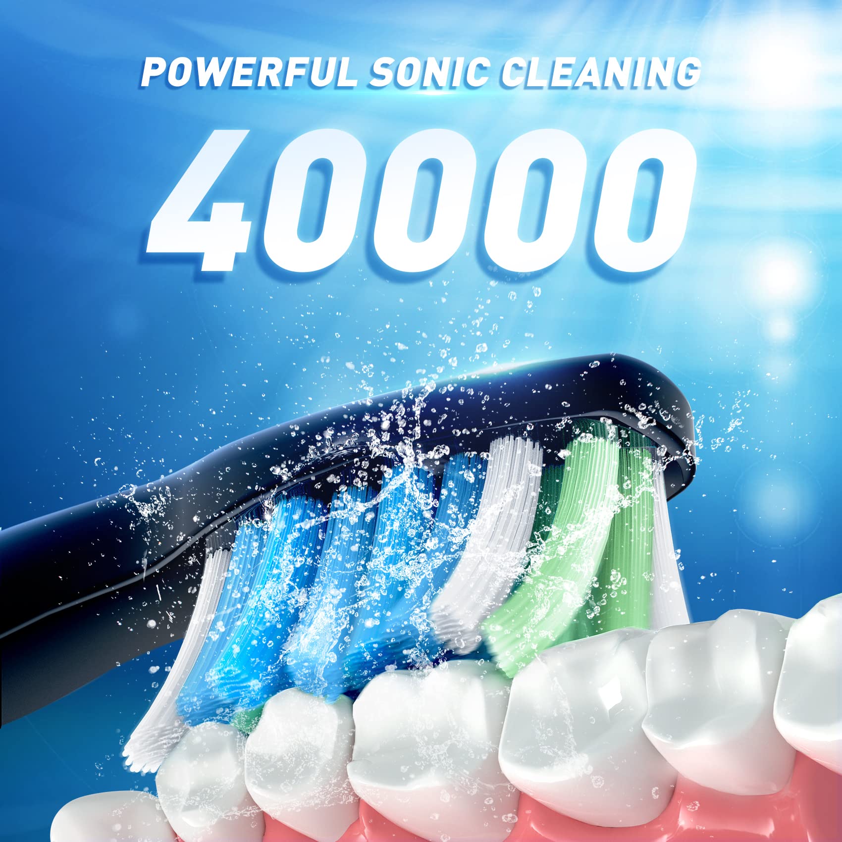 Rechargeable Electric Toothbrush for Adults with 10 Brush Heads & Holder - 40,000 VPM, 3 Cleaning Modes, Smart Timer - Fast 2 Hour Charge Lasts 35 Days - Perfect for Travel, Home & Daily Oral Care