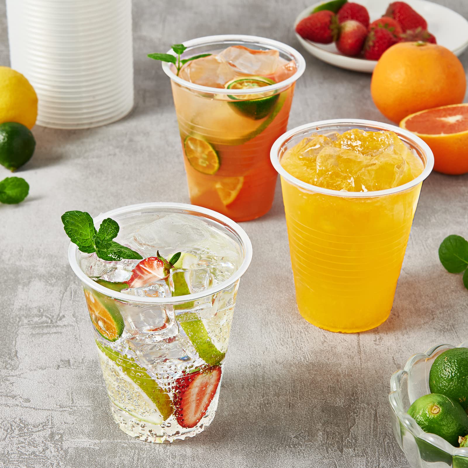 Turbo Bee 480 Pack 12oz Clear Plastic Cups - Disposable Drinking Cups for Hot & Cold Beverages - Perfect for Water, Juice, Soda, Milk - Ideal for Parties, Picnics, BBQs & Office Use