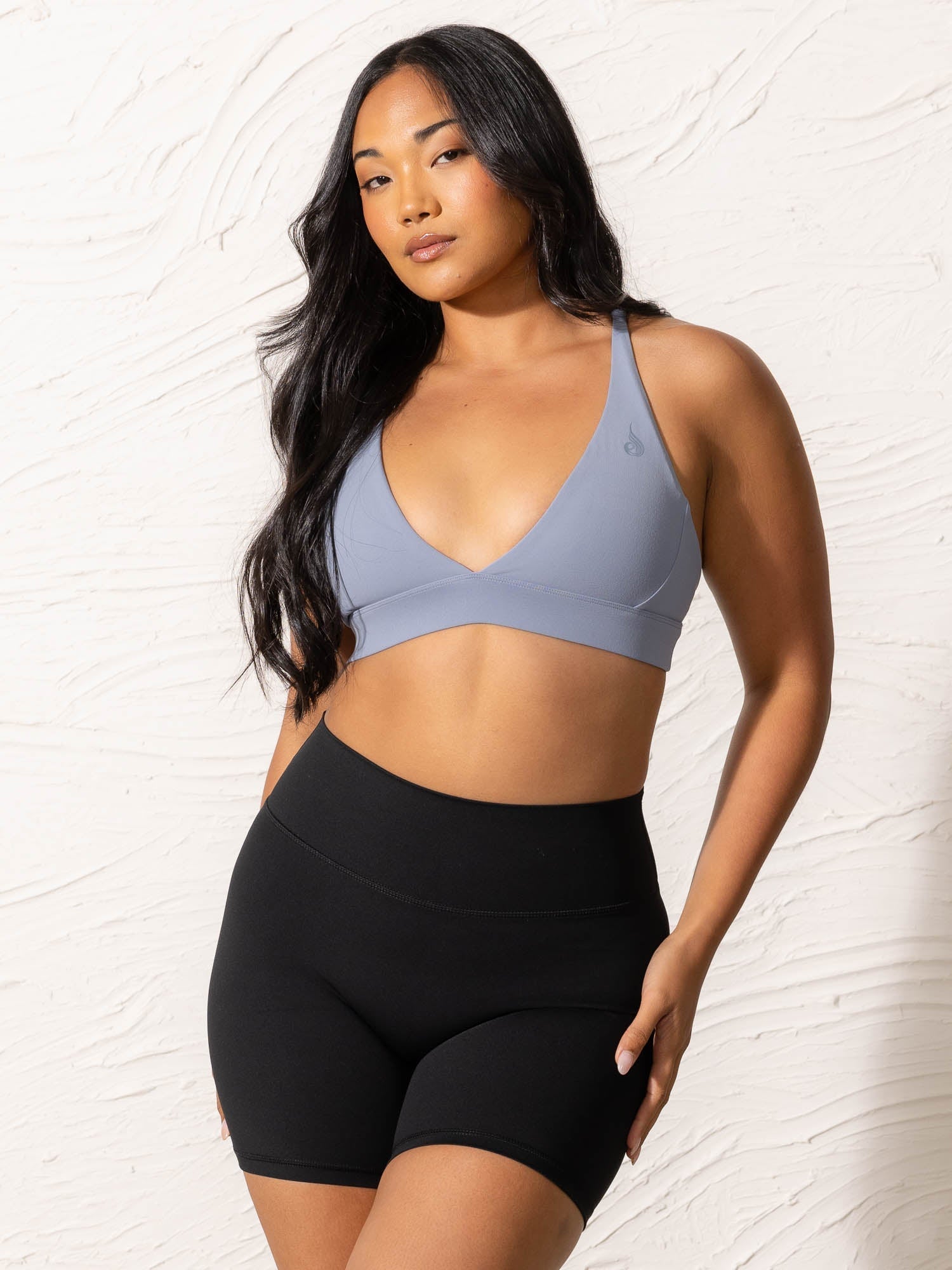 NKD Low Neck Sports Bra for Women - Breathable Workout Top in Denim Blue - Perfect for Yoga, Running & Gym