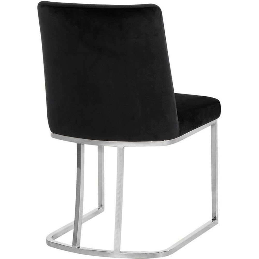 MAKLAINE Modern Black Velvet Dining Chairs (Set of 2) - Elegant Upholstered Side Chairs for Dining Room, Kitchen, or Home Office - Perfect for Small Spaces and Contemporary Decor