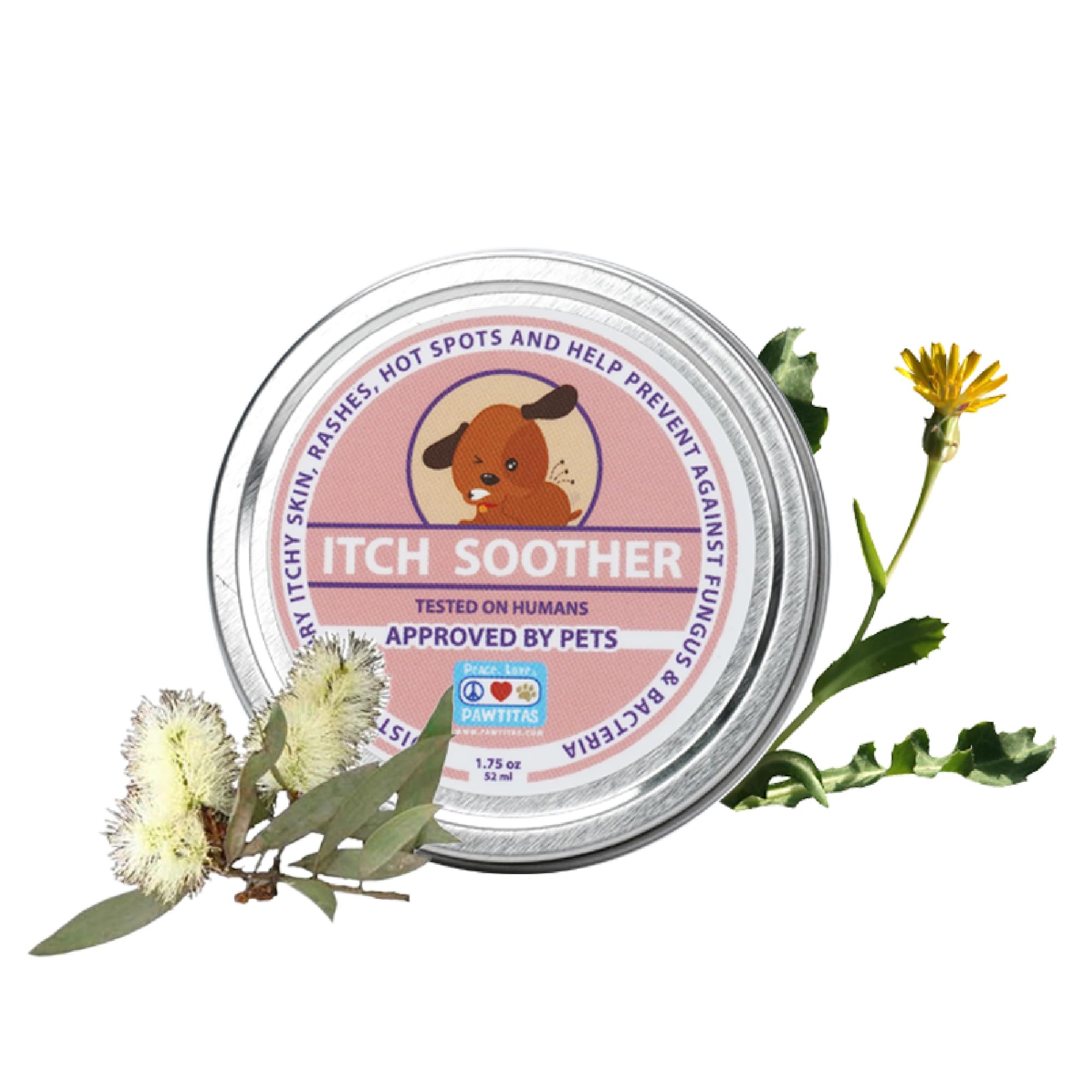 Organic Pawtitas Itch Soothing Dog Balm - Instant Relief for Itchy Skin, Hot Spots, Rashes & Dry Coat - Made with Almond Oil & Goldenseal - 1.75oz - Soothes Puppy Skin Irritations After Bathing, Grooming or Outdoor Activities
