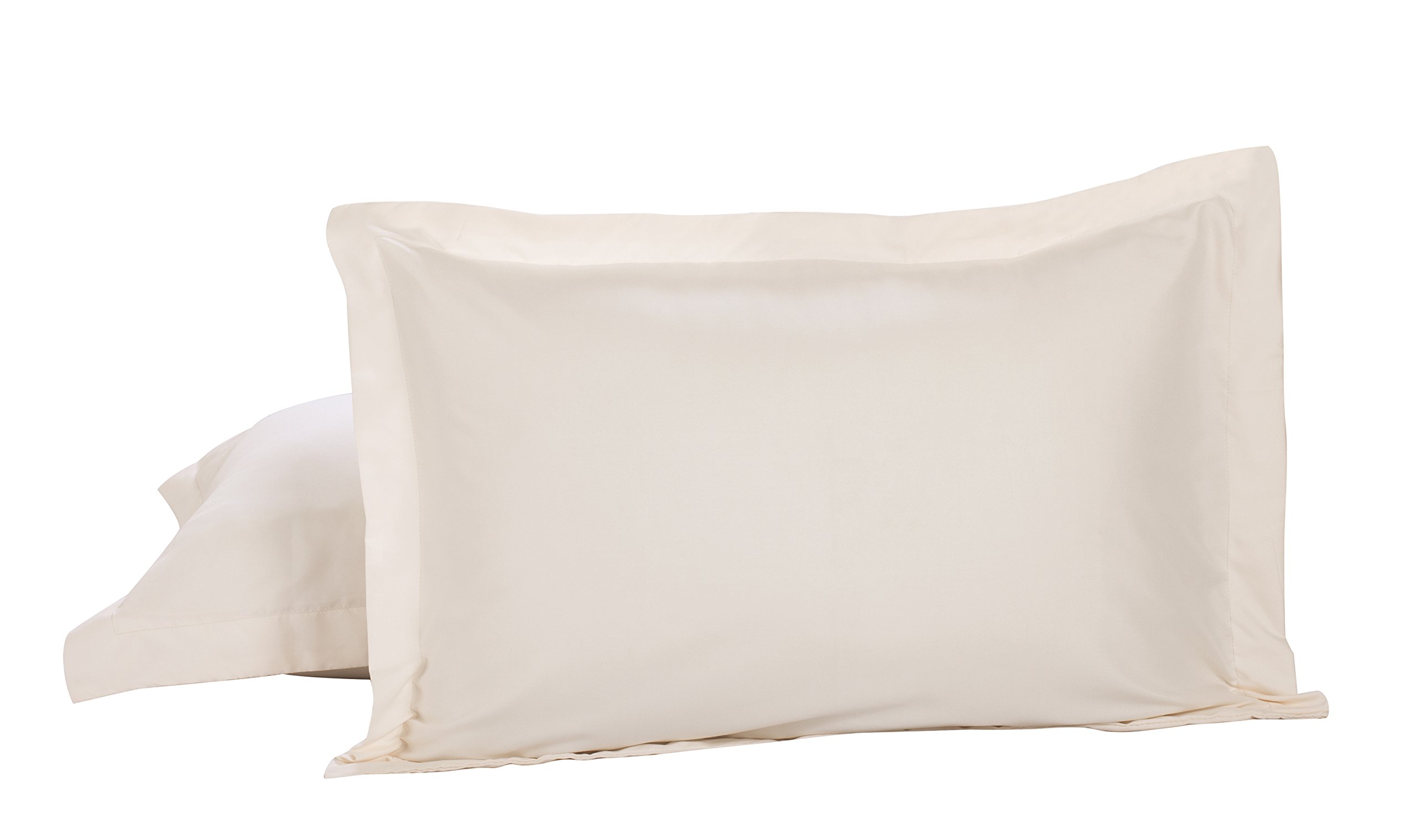 Premium 2-Pack Standard/Queen Size Pillow Shams - Soft Ivory Bedding Set for Master Bedroom & Guest Room Decor