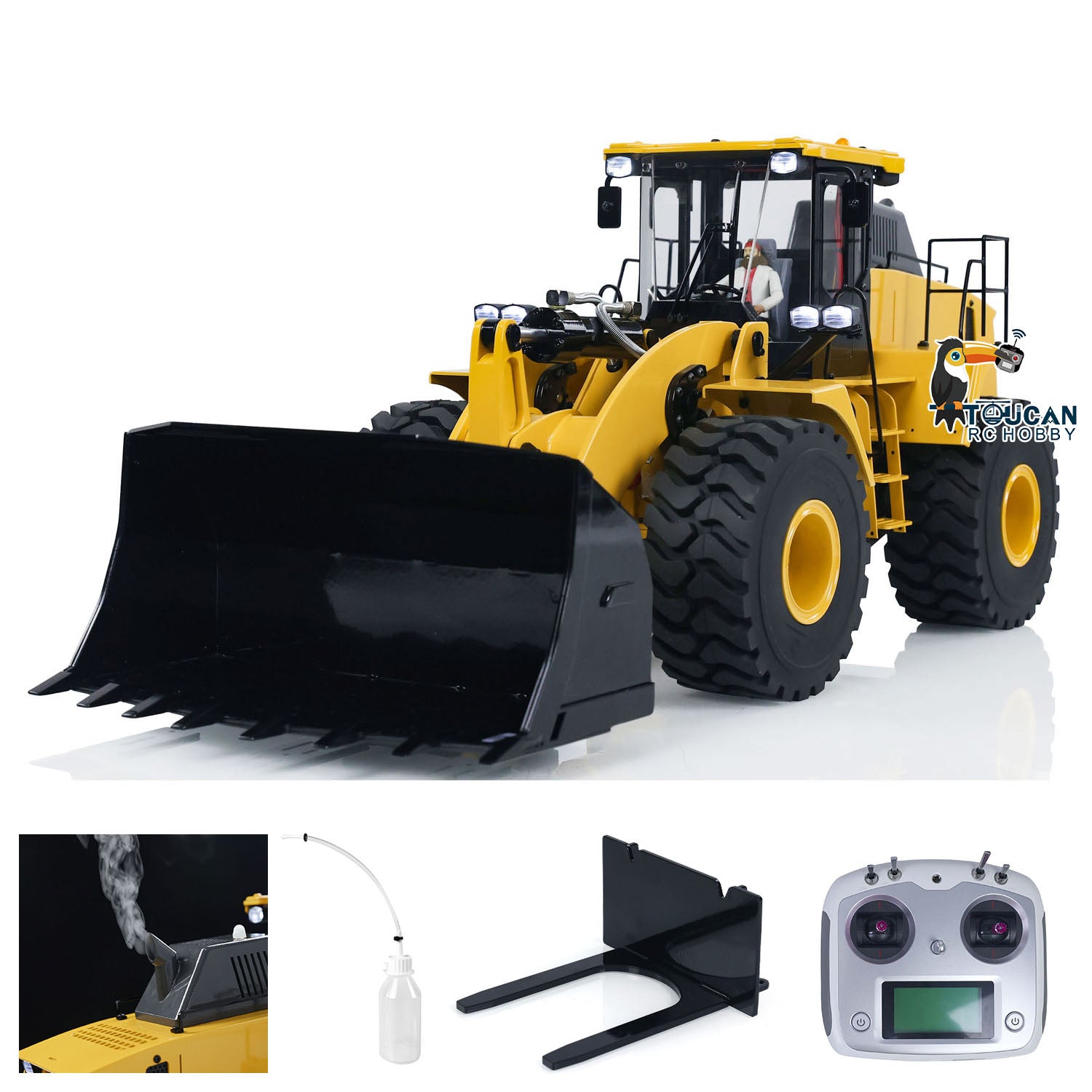 1/14 Scale Metal 470 Hydraulic RC Heavy Duty Loader - Remote Control Construction Vehicle with Smoke, Sound & Light - Fully Assembled Wheel Loader Model for Construction Enthusiasts & Collectors - Perfect for RC Hobbyists, Construction Simulation & Display Collections
