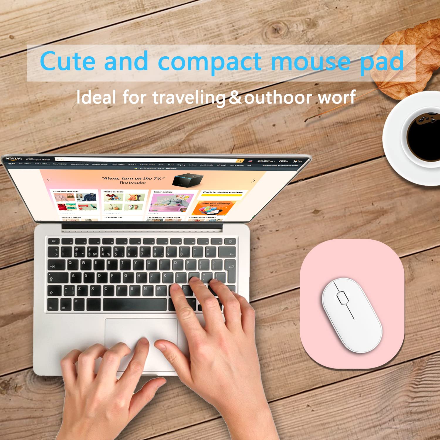 6x7 Inch Small Mouse Pad - Non-Slip Rubber Base, Waterproof Mini Mouse Mat for Laptop & Wireless Mouse - Perfect for Home Office, Travel & Gaming - Pink