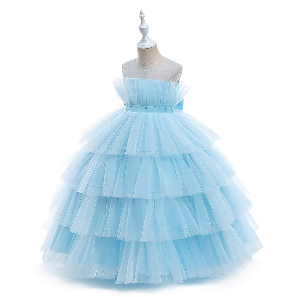 Royal Blue Princess Round Floor-Length Tulle Flower Girl Dress for Weddings & Special Occasions - Perfect for Bridal Parties, Pageants & Formal Events