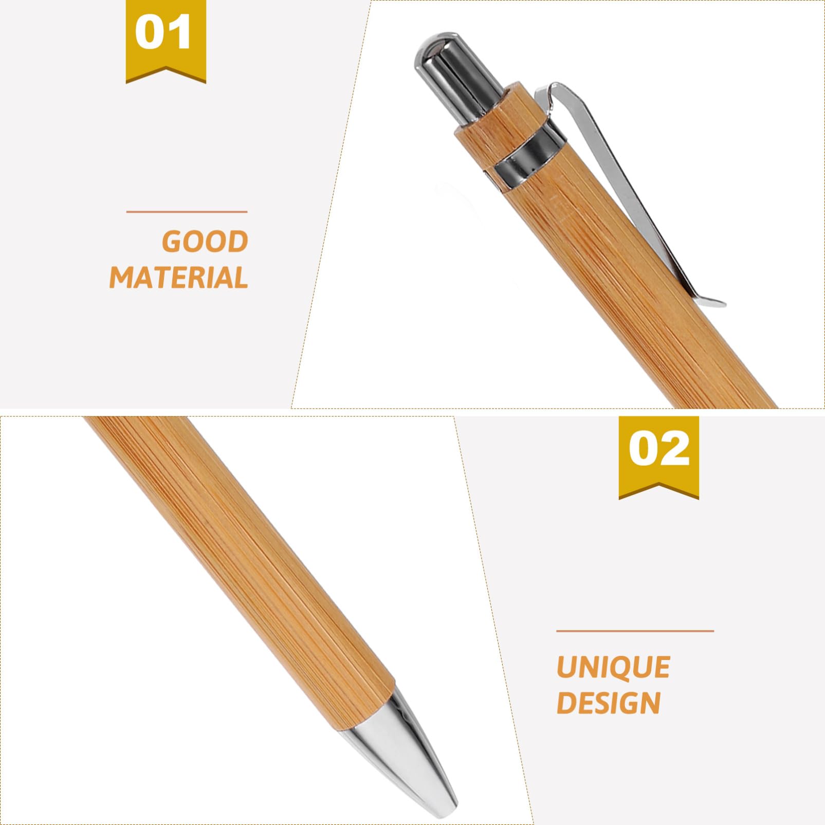 Premium Bamboo Ballpoint Pens - 5 Pack Retractable Smooth Writing Pens for School, Office & Journaling | Eco-Friendly Wooden Pens for Gifts, Note Taking & Everyday Use