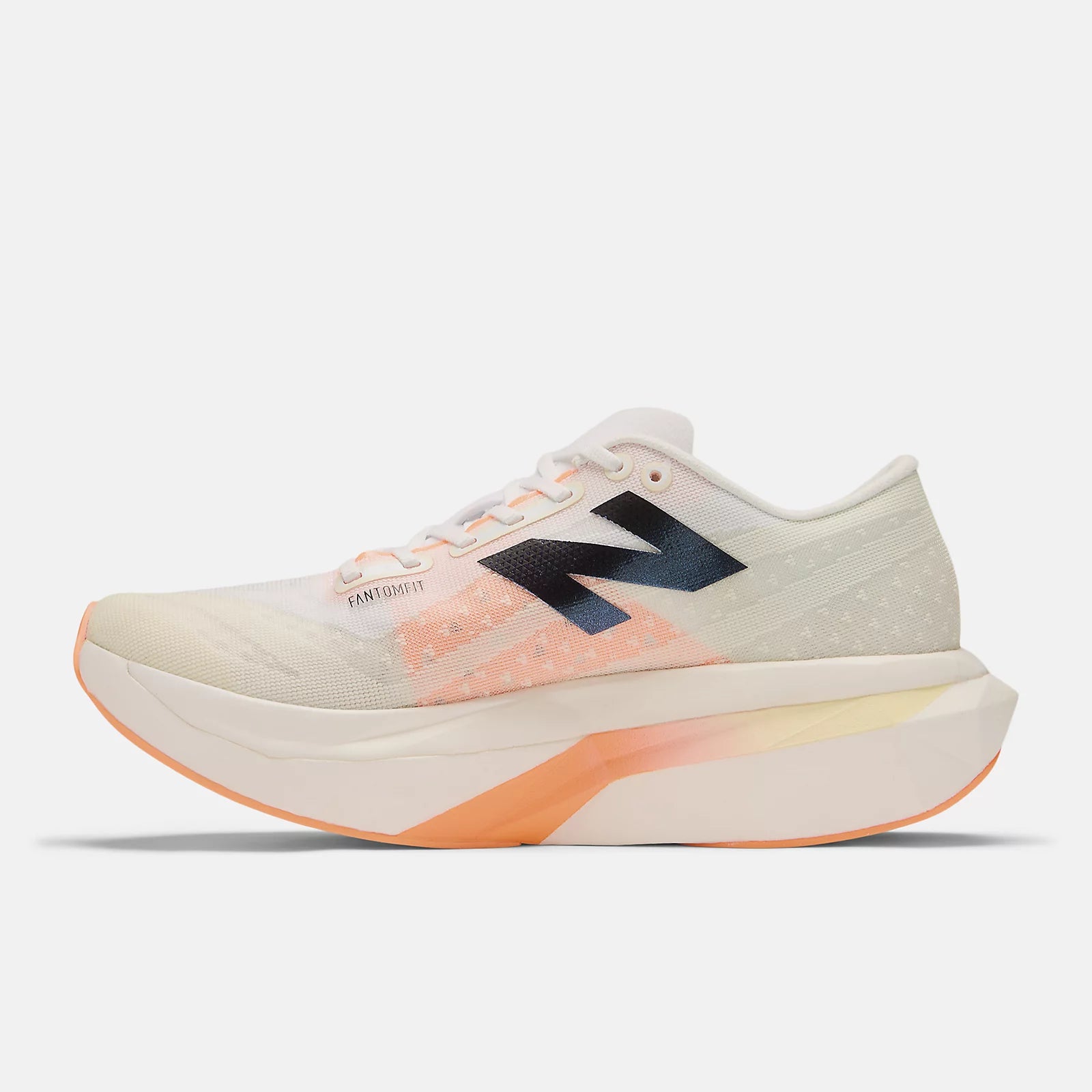 New Balance Women's FuelCell SuperComp Elite v4 Running Shoes - White/Angora/Hot Mango - Lightweight Racing Sneakers for Marathon & Long Distance Training