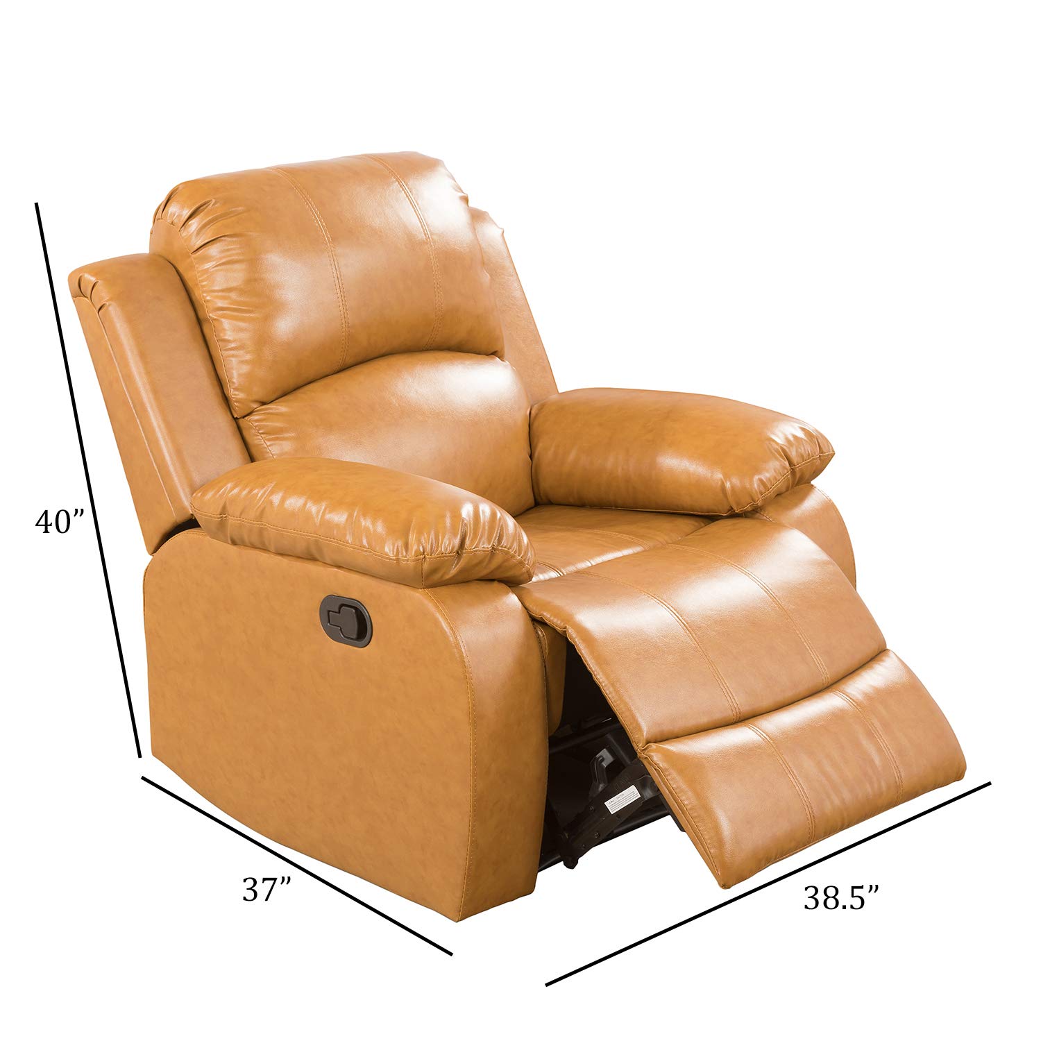 **Ainehome Manual Recliner Chair - Bonded Leather Living Room Reclining Chair with Smooth Motion, Comfortable Seating (Ginger) - Perfect for Relaxing, Watching TV, or Napping**