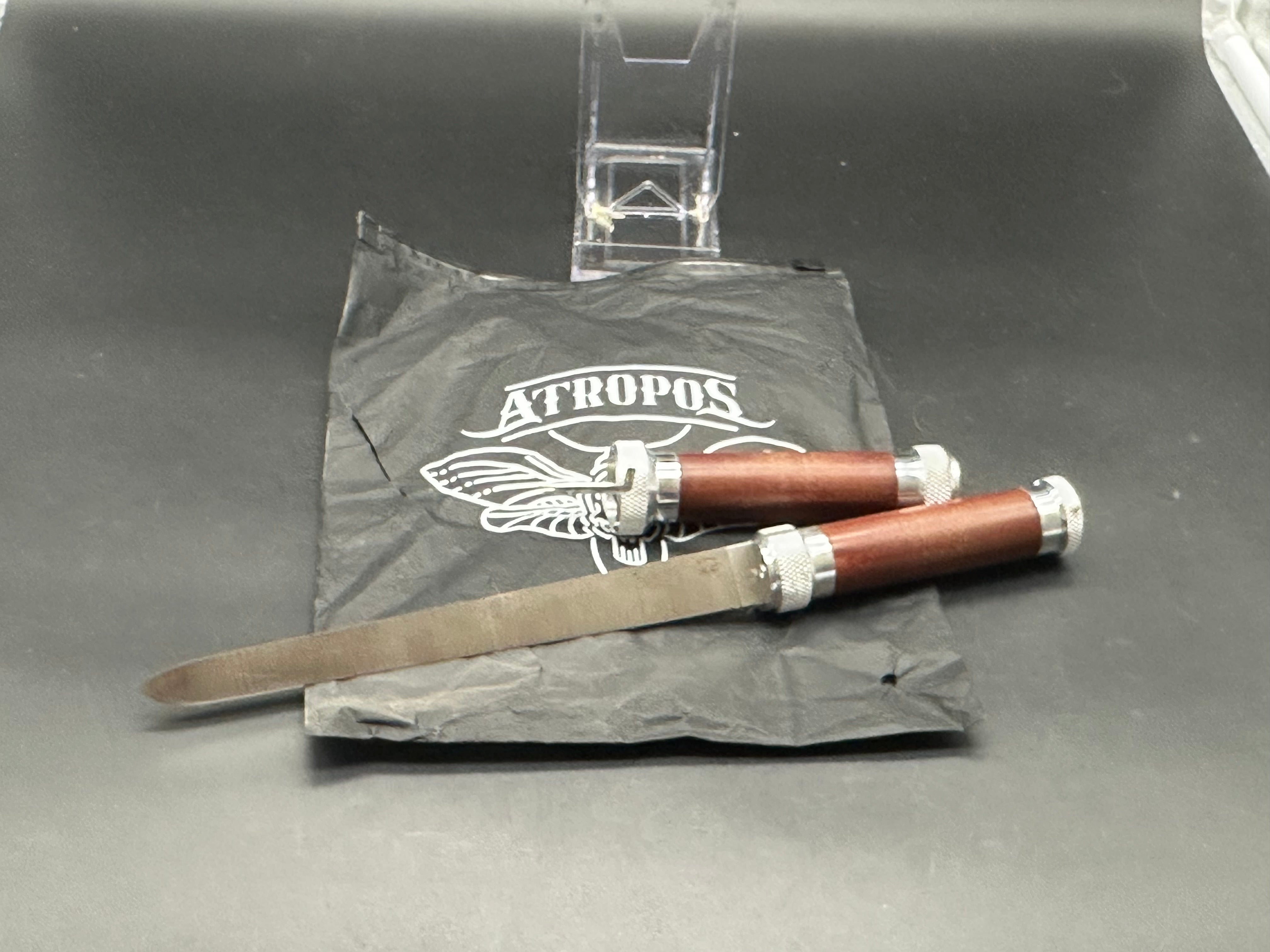 Atropos Knife Fortel Fisherman - Aluminum Screw Latch Bolster with Wood & Russian Micarta Handle - Premium Folding Pocket Knife for Fishing, Camping, and Outdoor Adventures