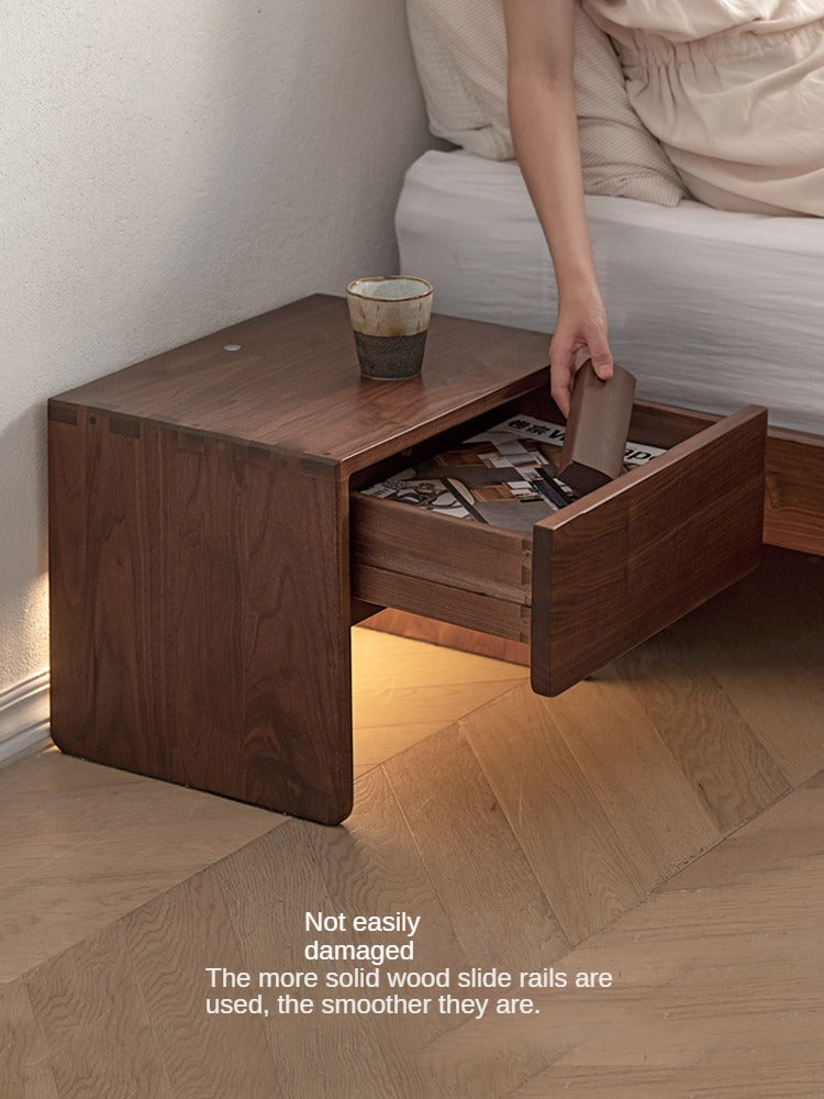 Modern Solid Wood Nightstand - Black Walnut & Ash Wood Bedside Table for Bedroom, Living Room, or Office - Stylish and Functional Storage Furniture