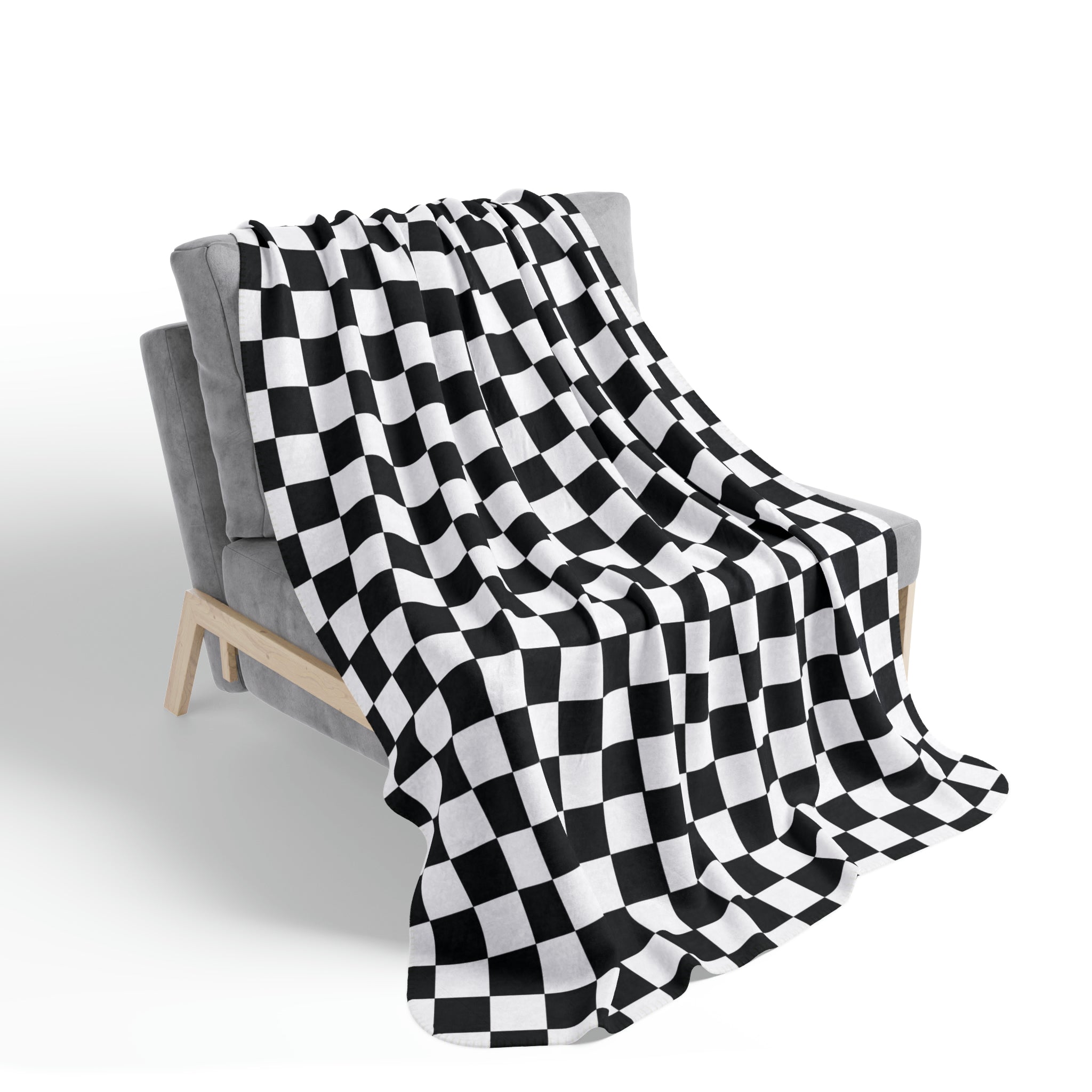 Black and White Checkered Fleece Sherpa Blanket - Soft Plaid Throw for Couch, Bed, Camping & Outdoor Use