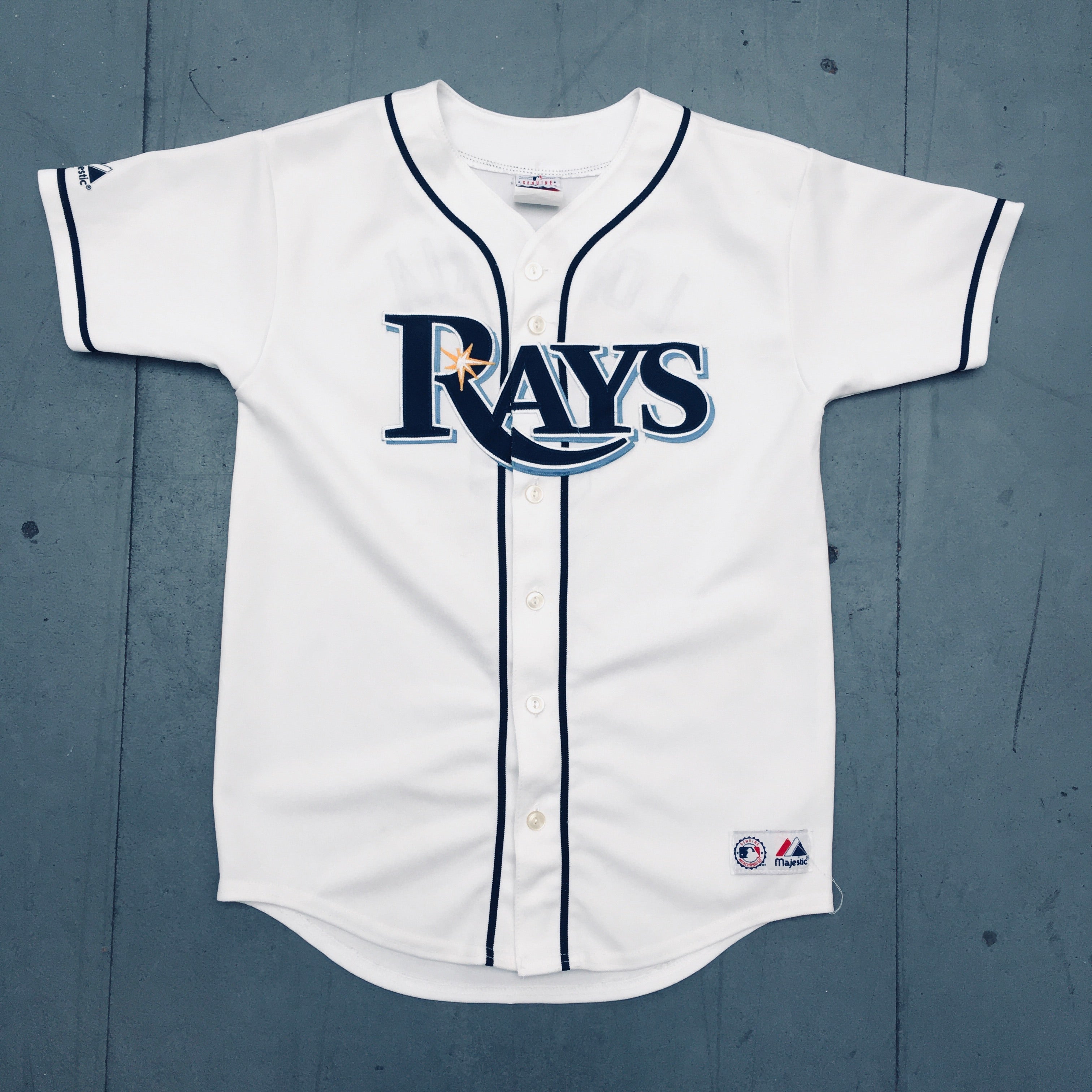 Evan Longoria 2008 Tampa Bay Rays White Majestic Stitched Baseball Jersey Size S - Authentic MLB Replica Jersey for Fans & Collectors - Perfect for Games, Events, and Sports Memorabilia Display