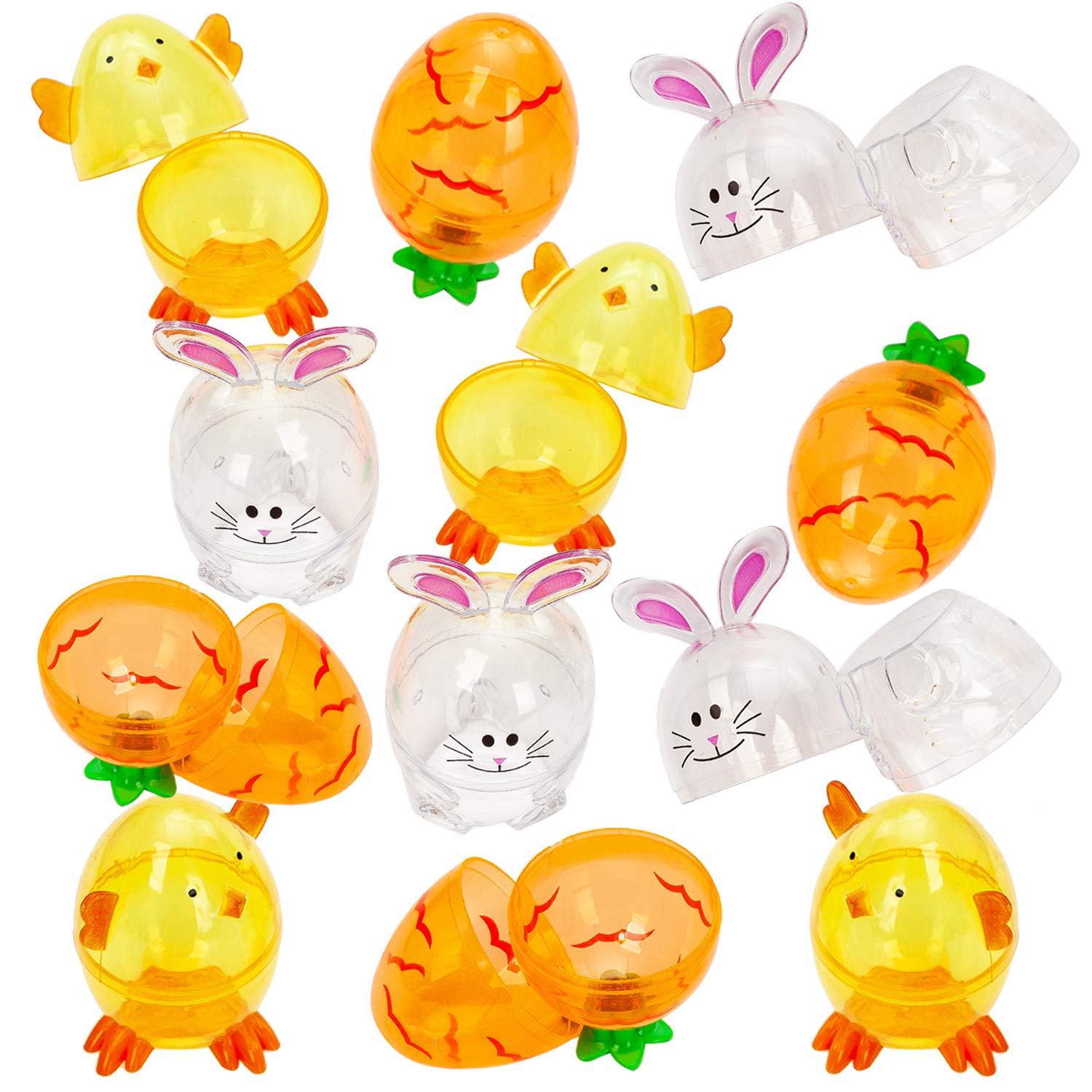 JOYIN 12 Pcs Bunny Shaped Easter Eggs - Fillable Plastic Shells for Easter Egg Hunt, Basket Stuffers, Party Favors & Classroom Prizes - Fun Holiday Decorations for Kids Easter Party & Spring Celebrations
