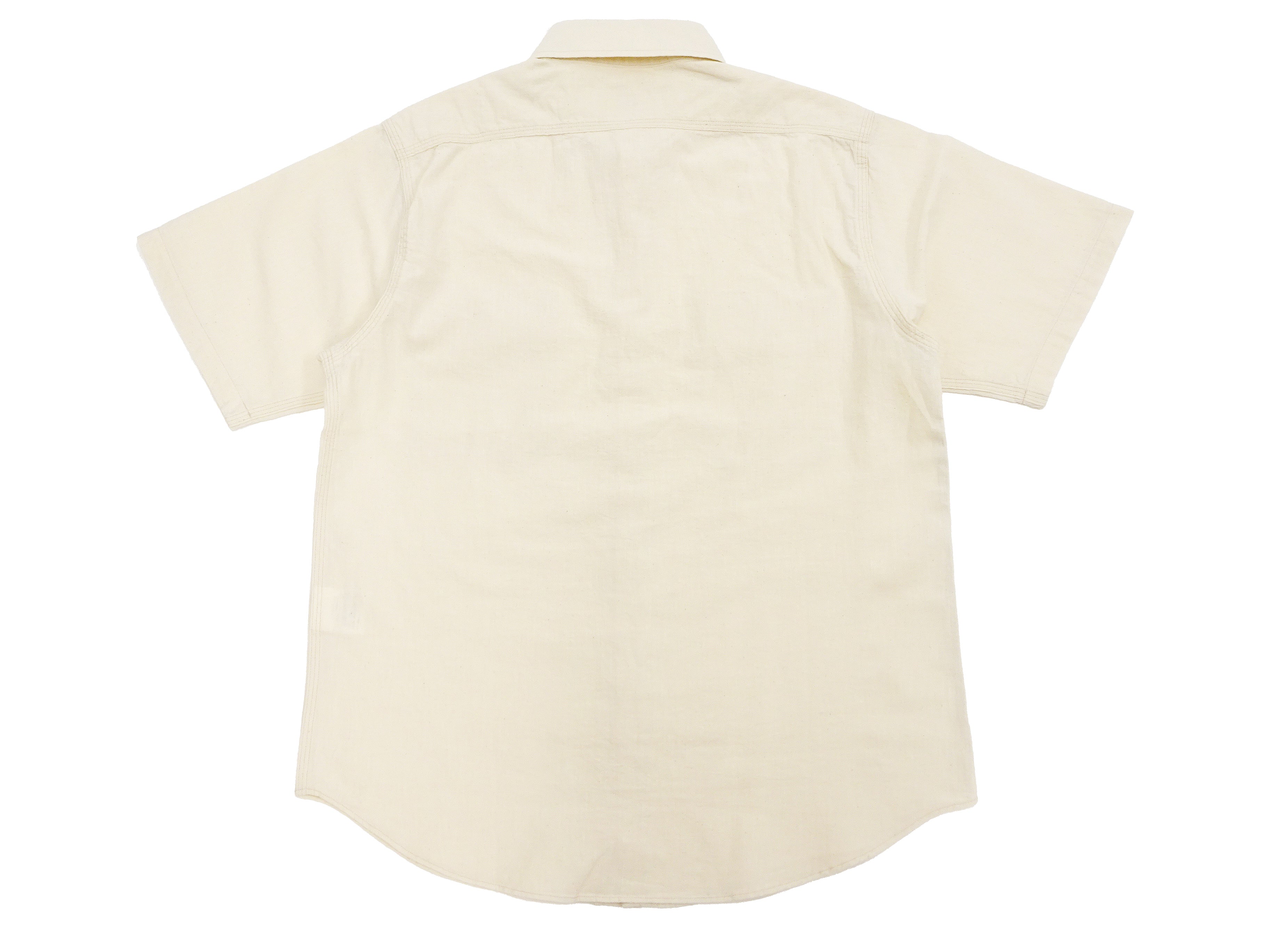 Men's Casual Short Sleeve Sugar Cane Ecru Chambray Button-Up Shirt | Breathable Work Shirt | SC37942 401 Ecru One Wash | Perfect for Office, Outdoor & Summer Wear