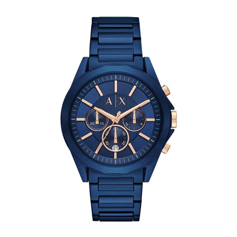 ARMANI EXCHANGE AX2607 Men's Chronograph Watch - Blue Stainless Steel Waterproof Wristwatch for Business, Casual & Formal Occasions