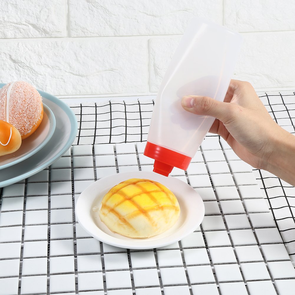 FILFEEL 4-Hole Squeeze Bottle for Sauces - Durable Resin Condiment Dispenser for Ketchup, Jam, Mayonnaise & Olive Oil (Red/Yellow) - Perfect for Restaurants, BBQs, Home Kitchen & Food Service