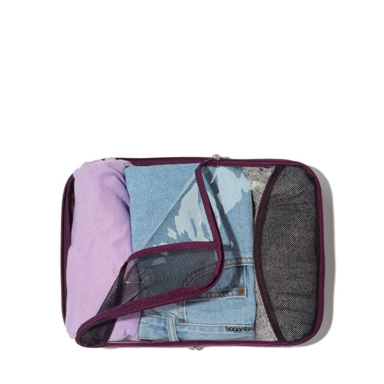 Baggallini 2 Medium & 1 Large Compression Packing Cubes for Travel - Space Saving Organizers for Suitcases, Backpacks & Carry-On Luggage