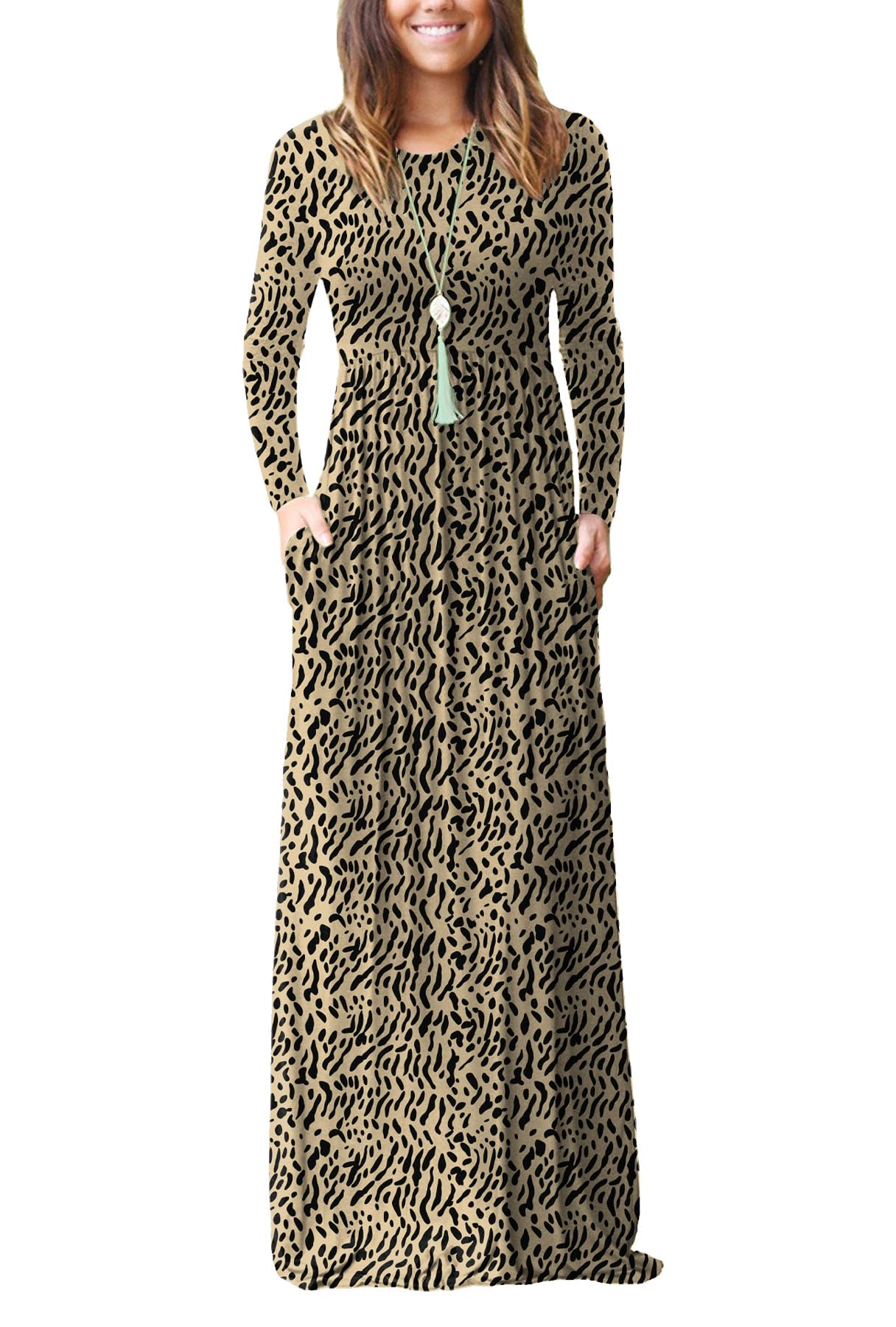 EUOVMY Women's Long Sleeve Maxi Dress - Loose Fit Casual Dress with Pockets | Perfect for Everyday Wear, Beach Cover Up & Vacation Outfits