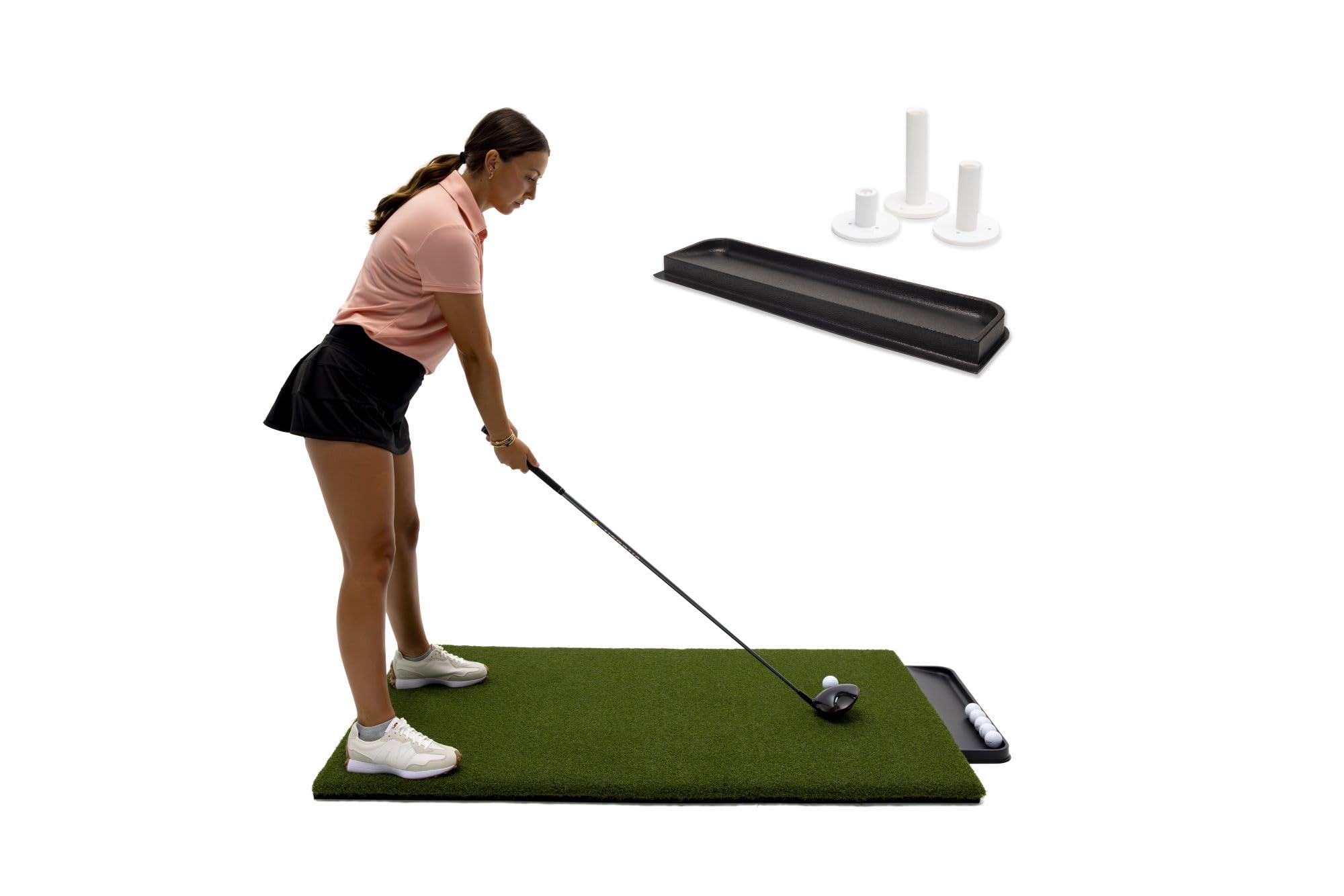 Premium Golf Practice Mat for Indoor & Outdoor Use - Includes Bonus Golf Ball Tray + 3 Rubber Tees | Perfect for Home, Office, Backyard & Driving Range Training