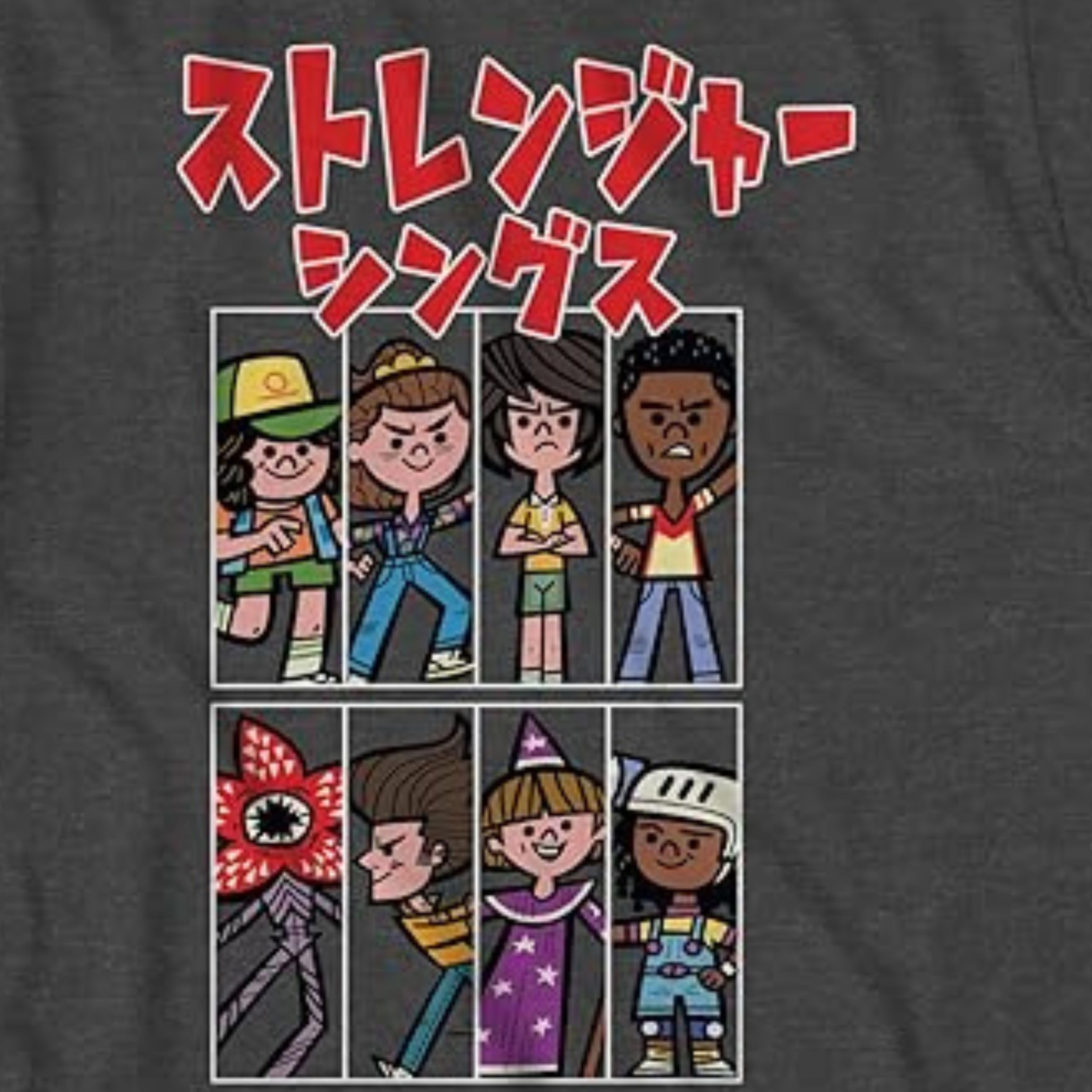 Anime Katakana Men's Short Sleeve Graphic T-Shirt - Ghostbusters, SpongeBob, Stranger Things Designs (Medium) | Casual Wear, Cosplay & Anime Fan Gift