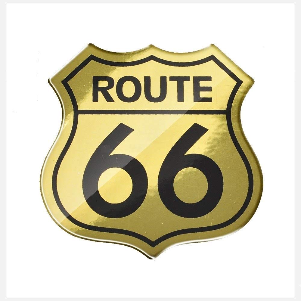 3D Motorcycle Decal Sticker - Historic Route 66 Car Stickers for Indian & Big Dog Bikes - Black Gold Vinyl Decals for Helmets, Cars & Motorcycles - Perfect for Road Trips & Biker Enthusiasts