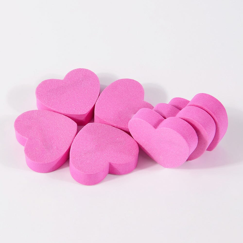 Heart Shaped Nail Files - Washable & Reusable Sponge Buffers for Manicure & Pedicure - Perfect for Home Nail Care & Salon Use