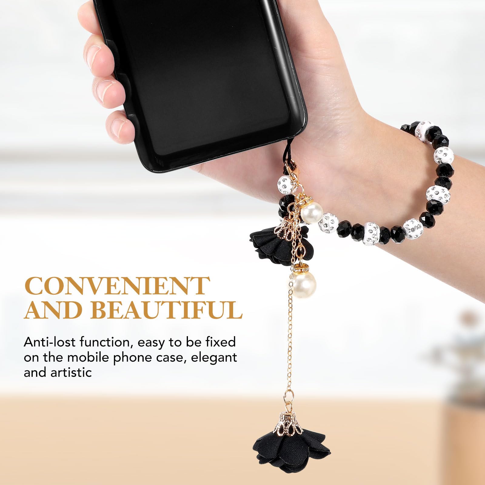 Creative Crystal Flower Phone Strap - Non-Slip Lanyard for Phones & Keys | Perfect for Work & Travel