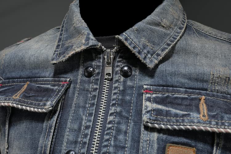 Men's Denim Jacket - Classic Blue Jean Jacket with Lapel & Zipper for Spring & Autumn | Casual Outerwear for Everyday Wear, Date Nights & Weekend Outings