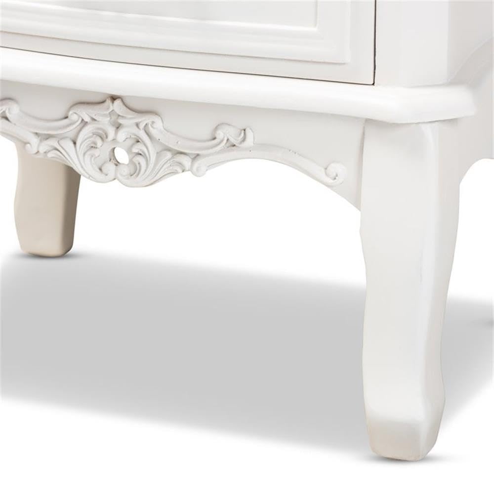 BOWERY HILL White 3-Drawer Wood Nightstand - Bedside Table with Storage for Bedroom, Living Room & Guest Room - Modern Home Furniture for Small Spaces
