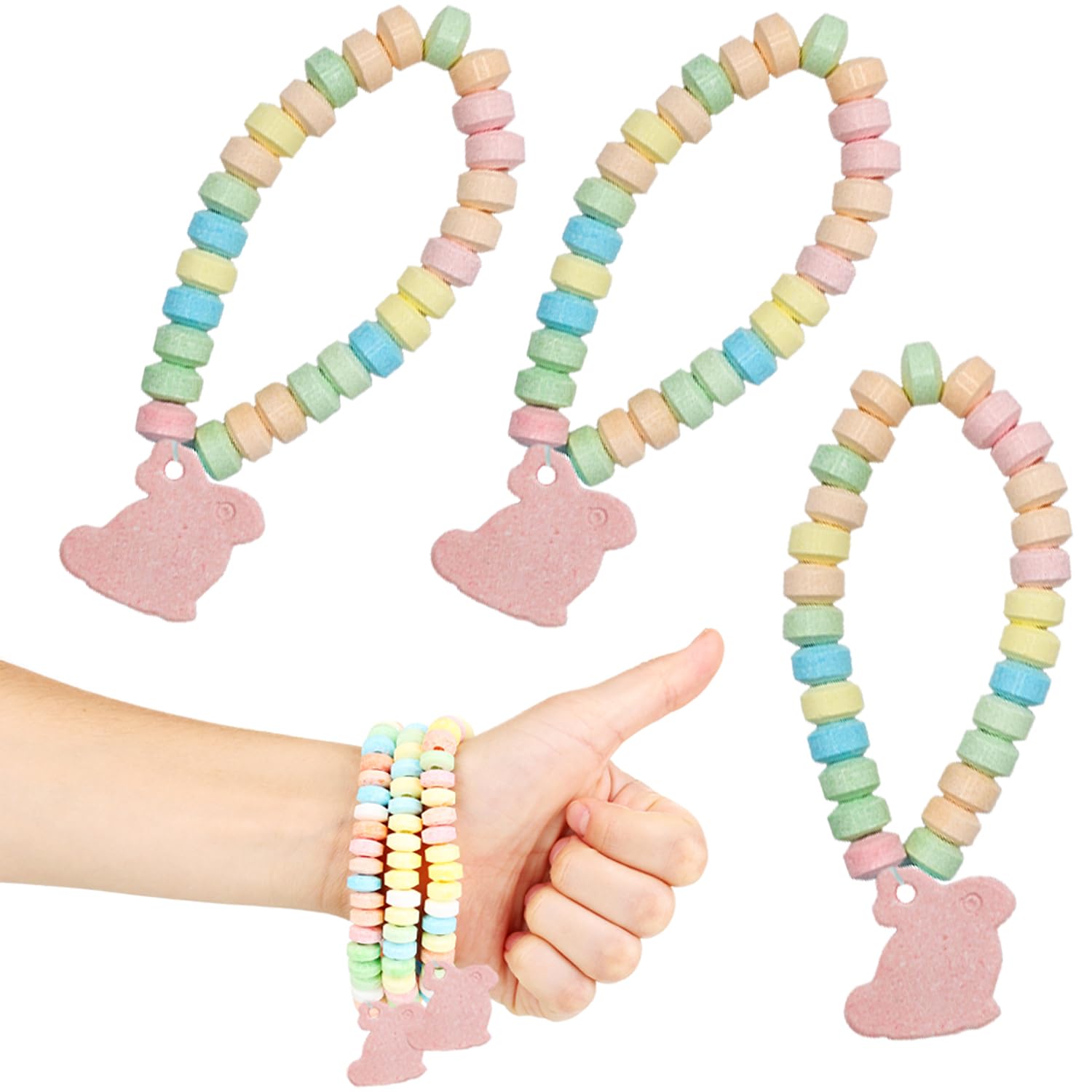 Easter Bunny Candy Bracelet - Colorful Fruit-Flavored Chewable Party Favors for Kids | Easter Egg Hunt, Birthday Party, Classroom Treats & Holiday Gifts
