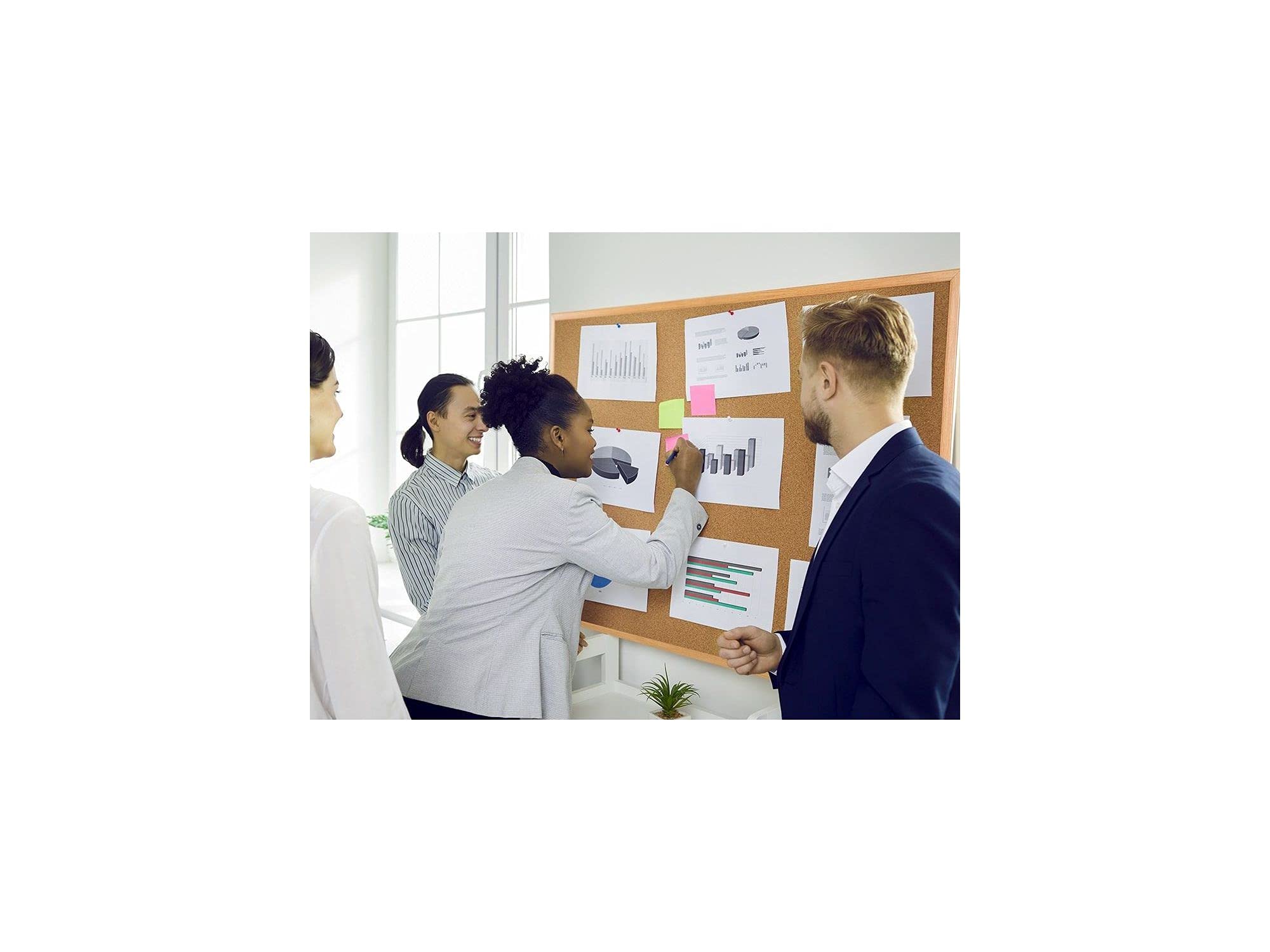 MasterVision Maya Series Self-Healing Cork Bulletin Board - 36x48 Inch Wall Mounted Push Pin Notice Board with Wood Frame - Perfect for Office, Classroom & Home Organization