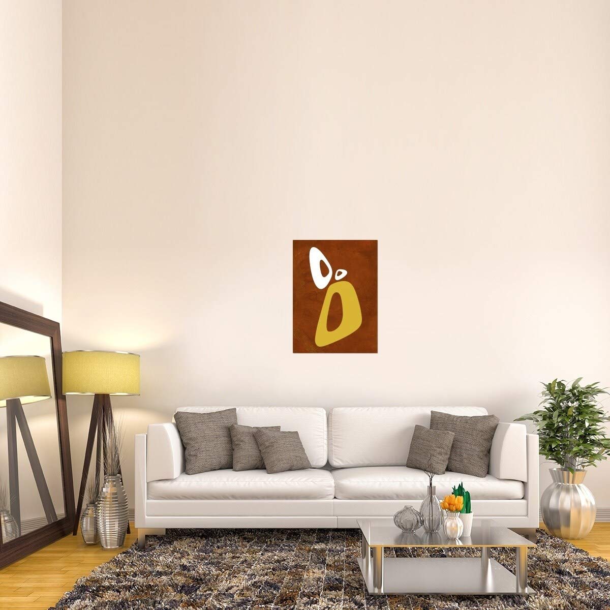 Abstract Oval Shape 4 Wall Art - Modern Stretched Canvas Painting for Home & Office Decor - Perfect for Living Room, Bedroom or Office Wall Decor